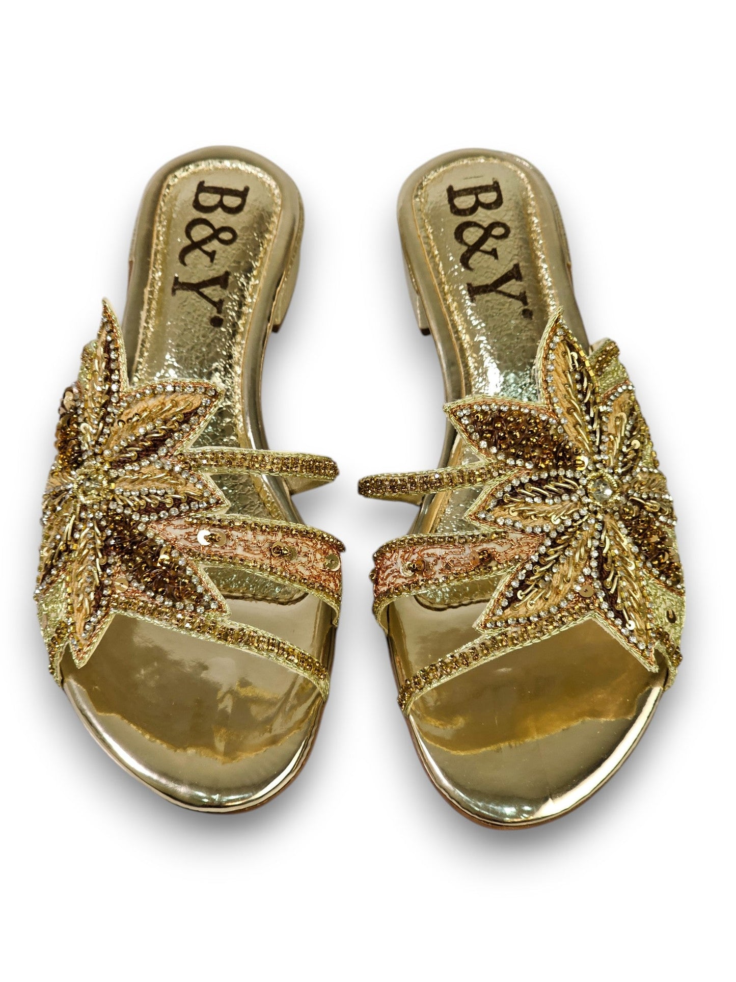 Ranova Golden Block Heel Slip-on Sandal
