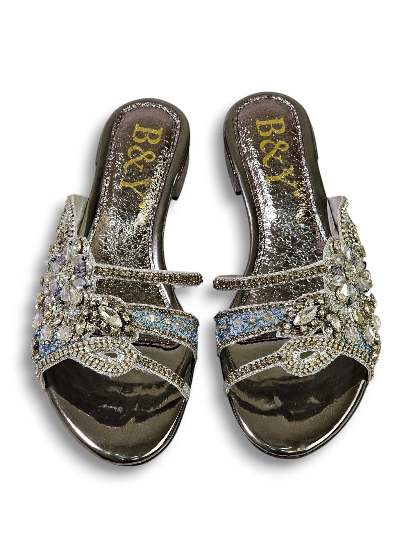 Velique Silver Block Heel Slip-on Sandal