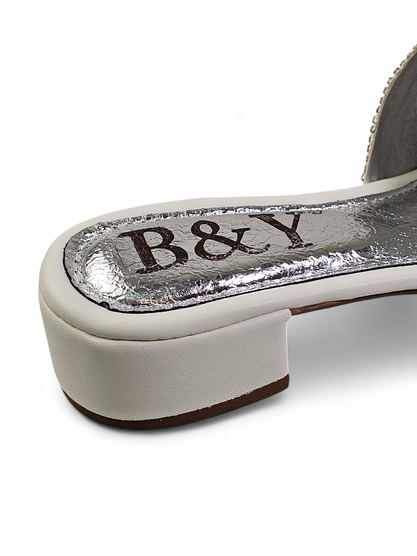 Kessira White Block Heel Slip-on Sandal