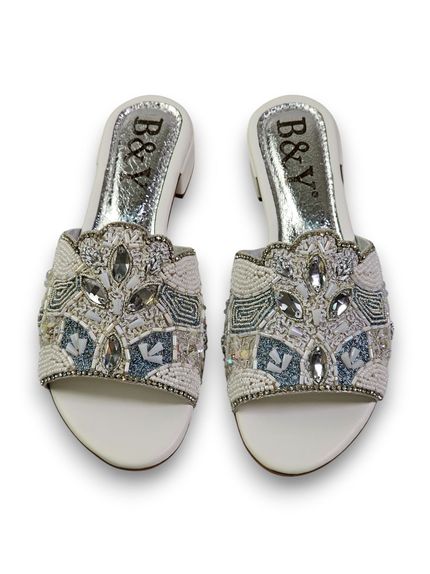 Kessira White Block Heel Slip-on Sandal