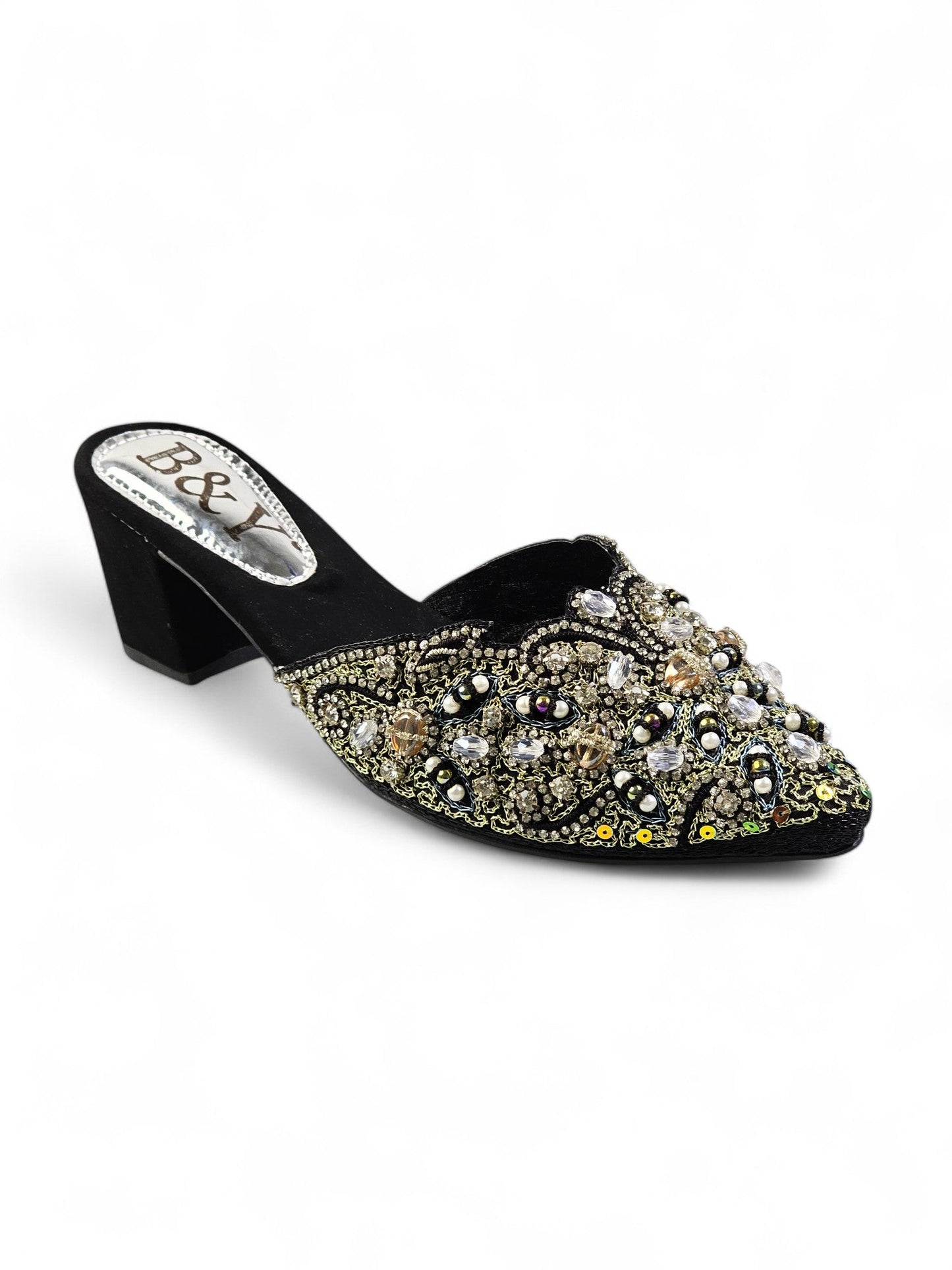 Beam Black Mid Heel Mule