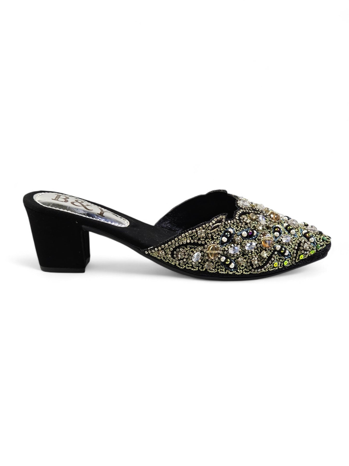 Beam Black Mid Heel Mule