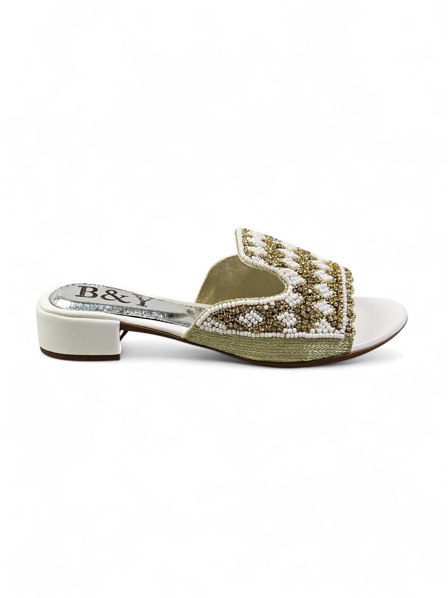 Breeze White Block Heel Slip-on Sandal
