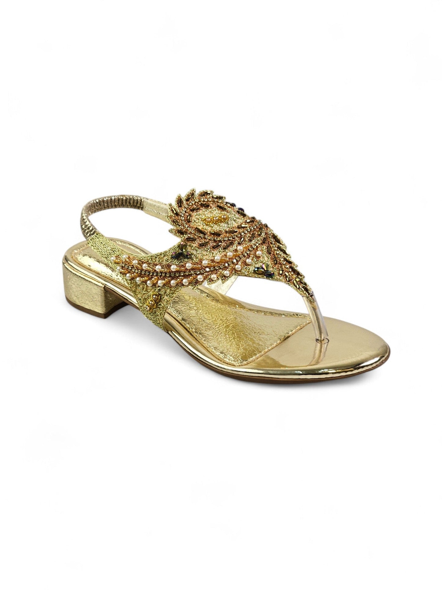 Aureda Golden Block Heels Sandal