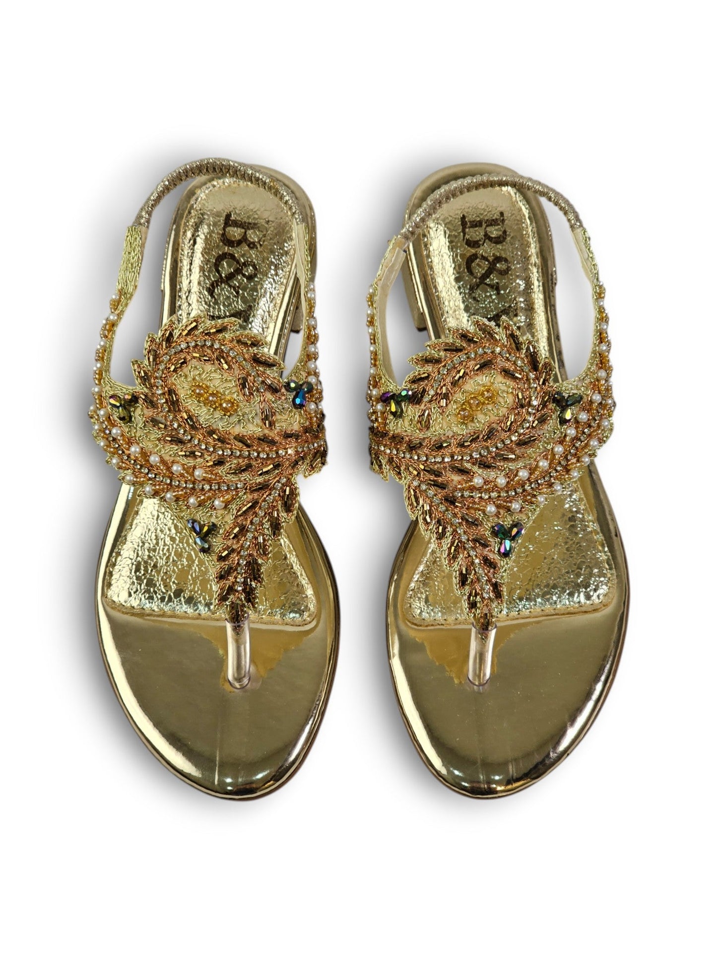 Aureda Golden Block Heels Sandal