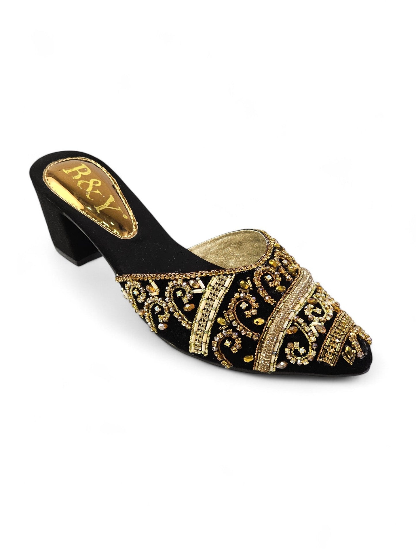 Hum Black Mid Heel Mule