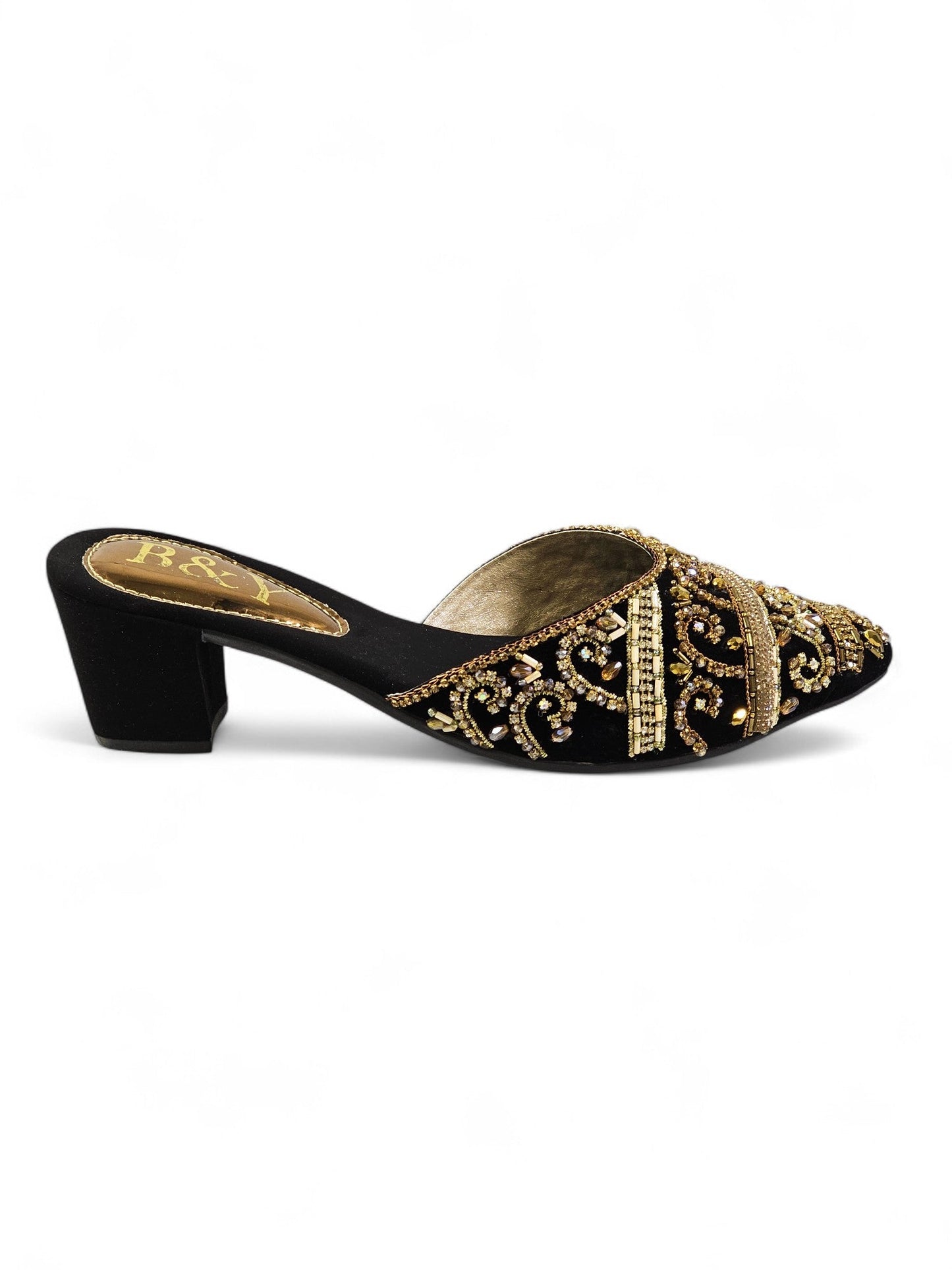 Hum Black Mid Heel Mule