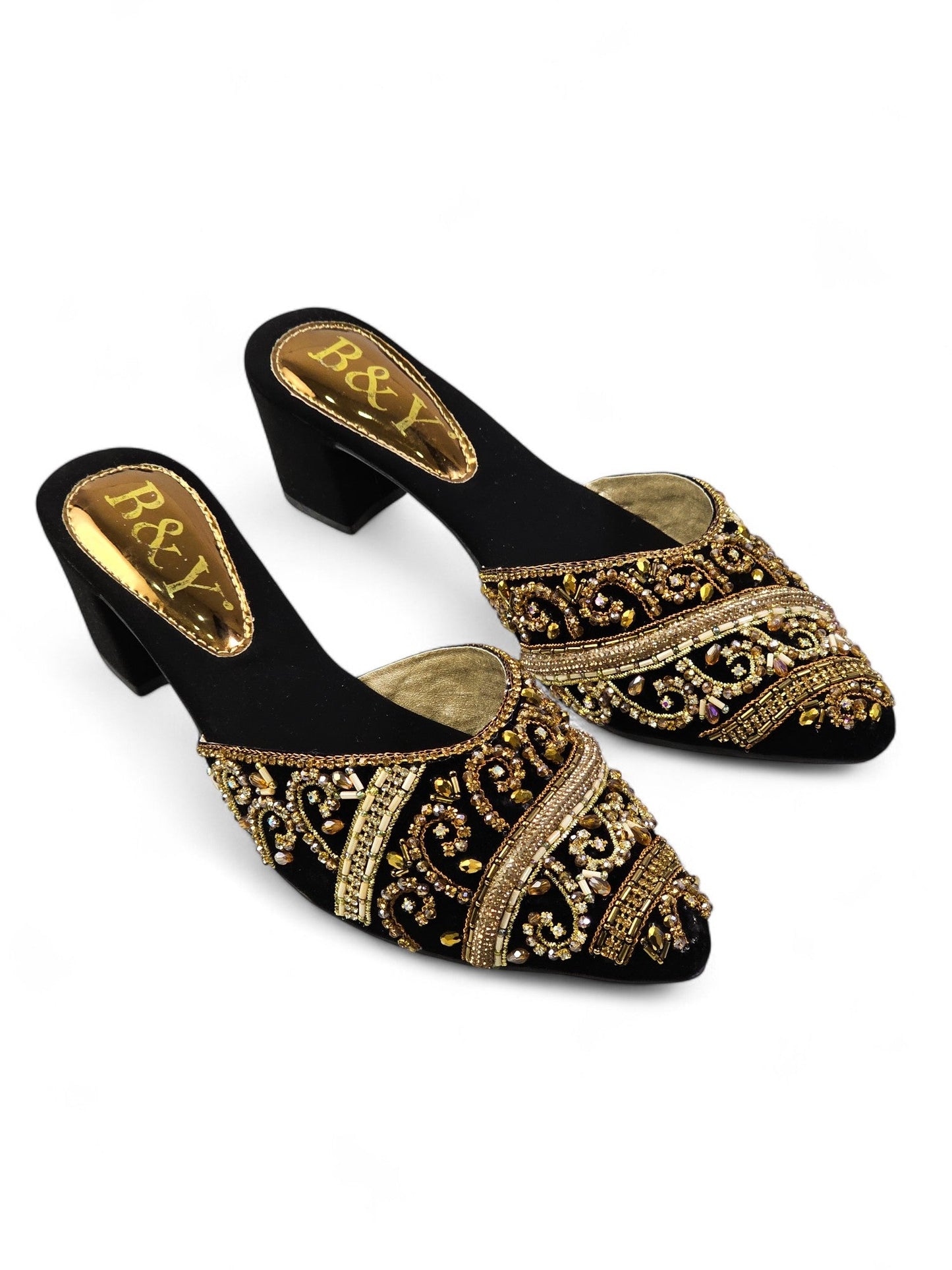 Hum Black Mid Heel Mule