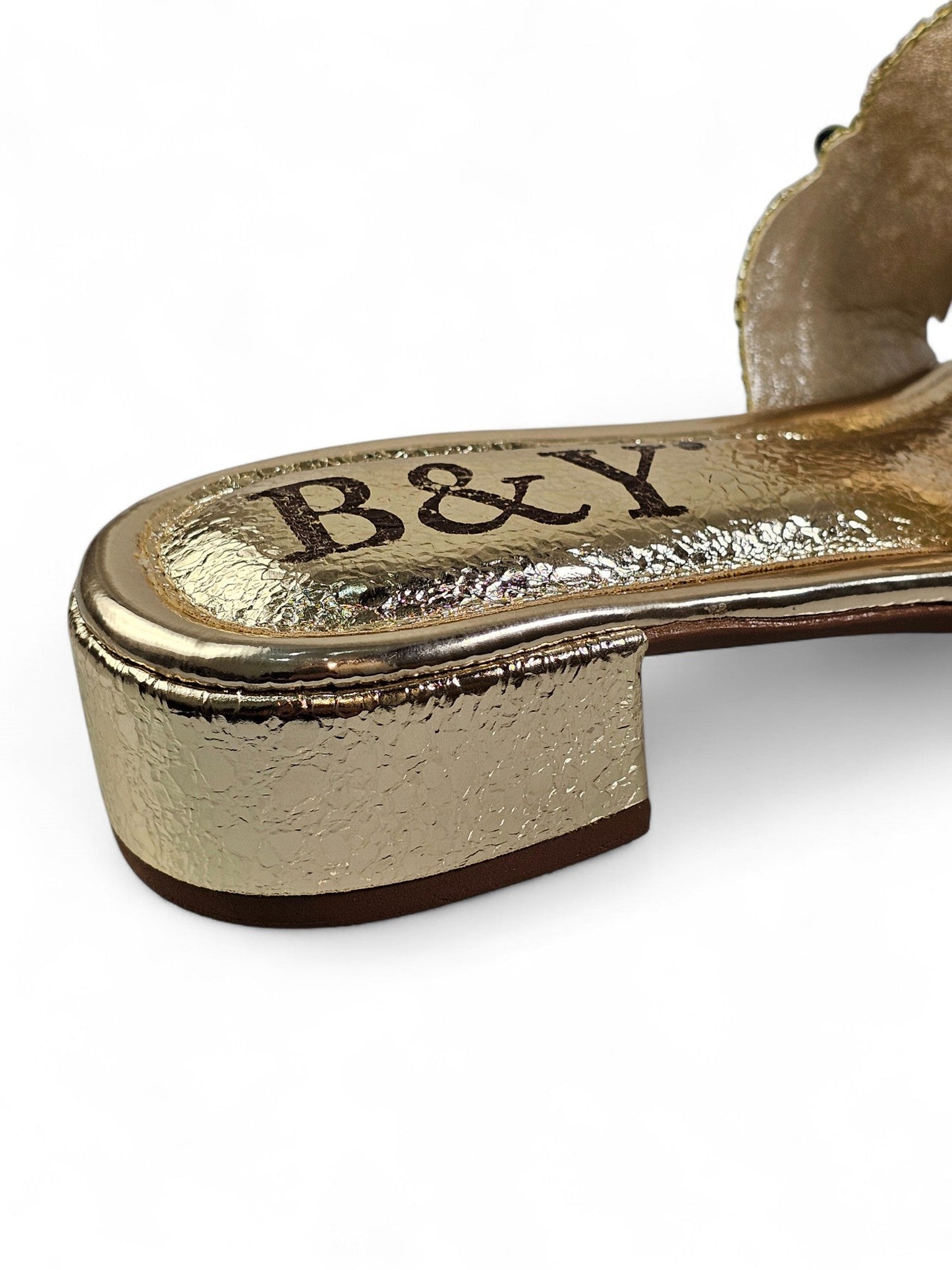 Sorique Golden Block Heel Flip-Flop