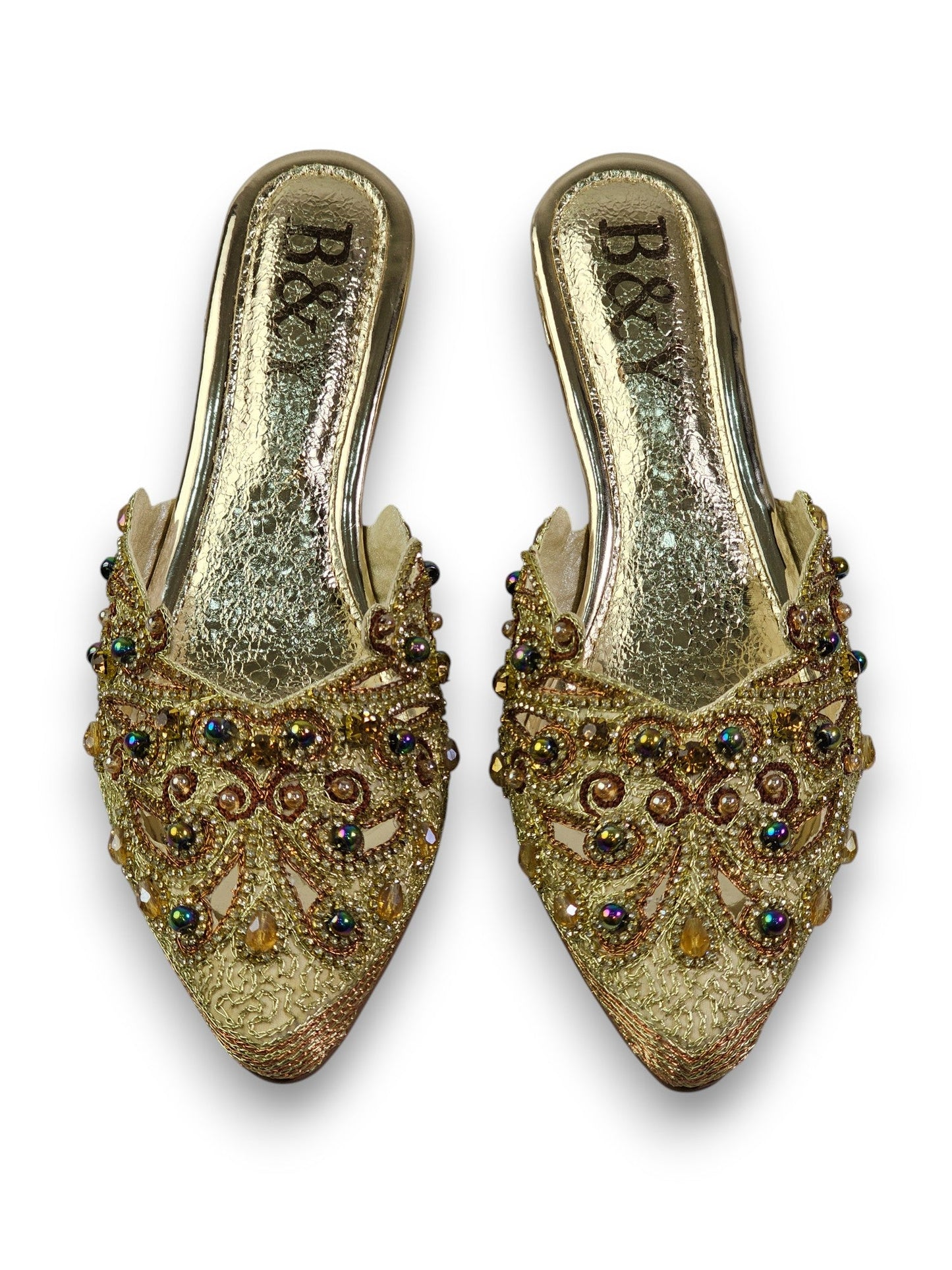 Serava Golden Mid Heel Mule