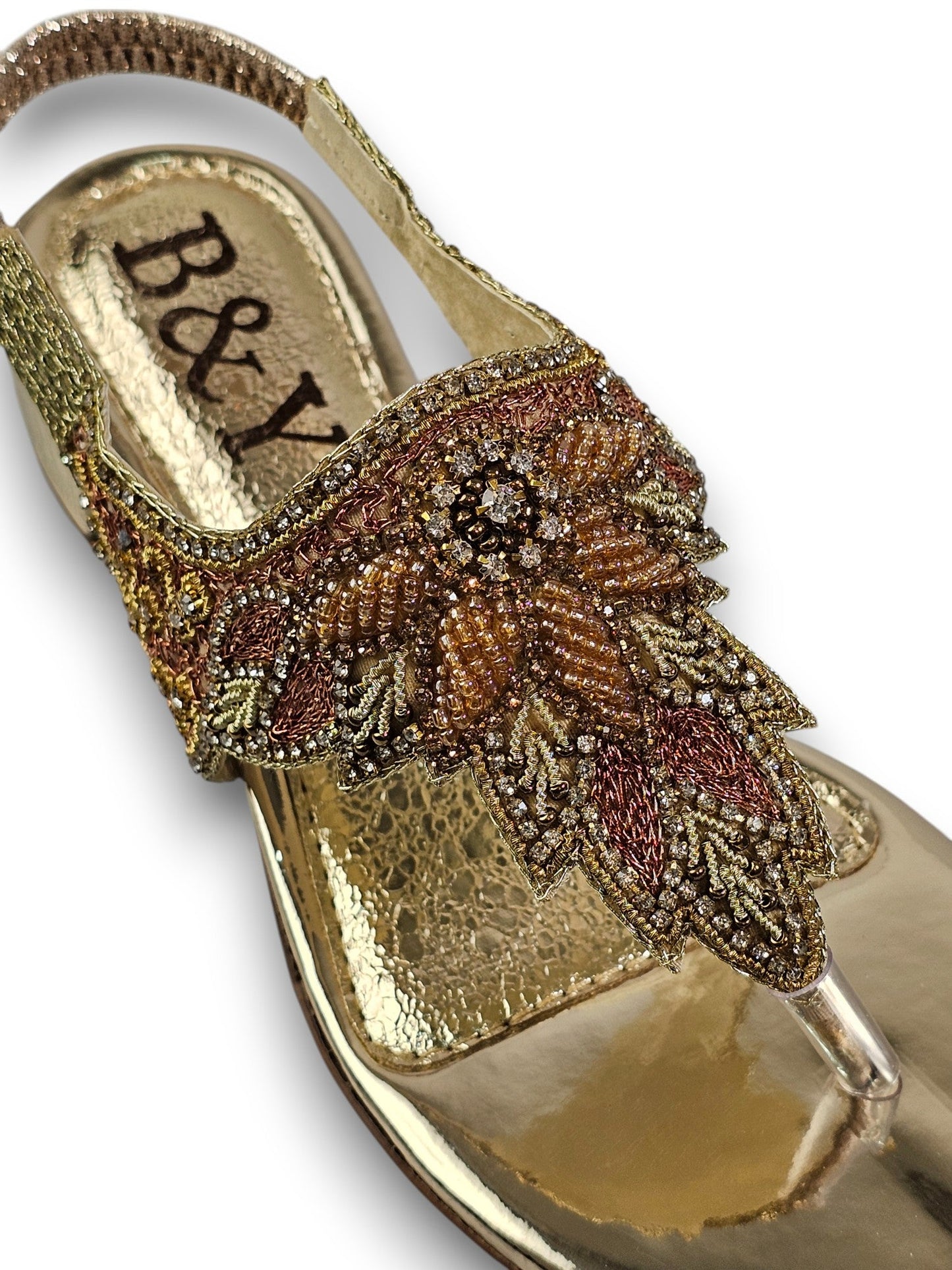 Verse Golden Block Heels Sandal