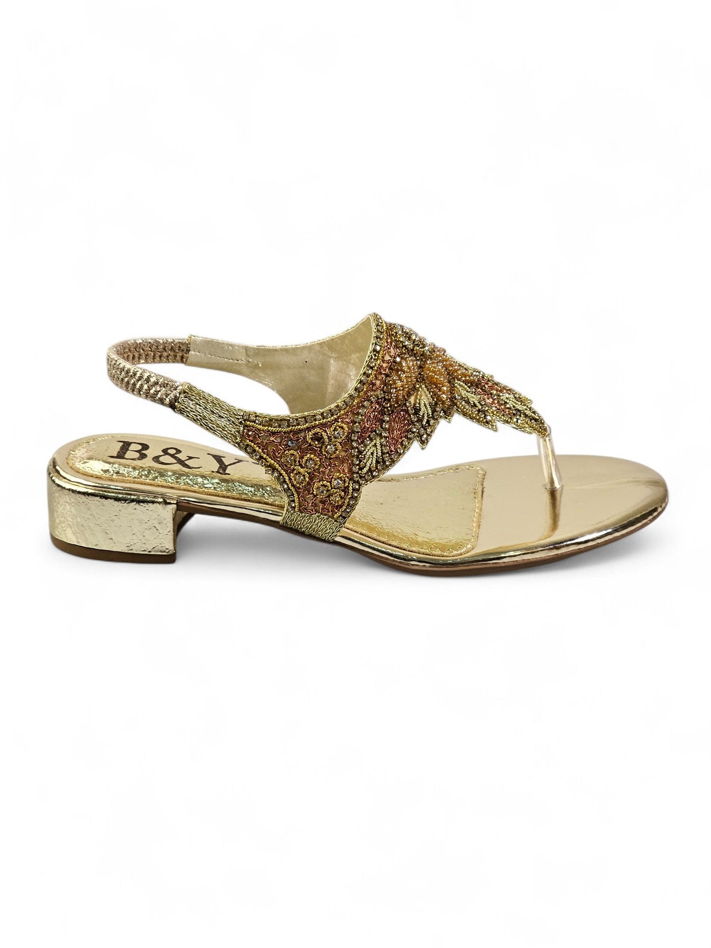 Verse Golden Block Heels Sandal
