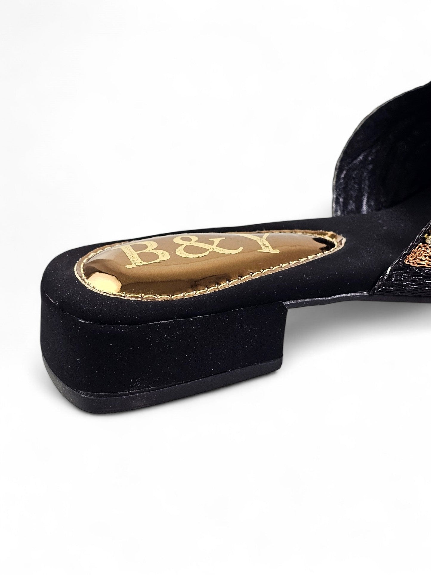 Silhouette Black Block Heel Slip-on Sandal