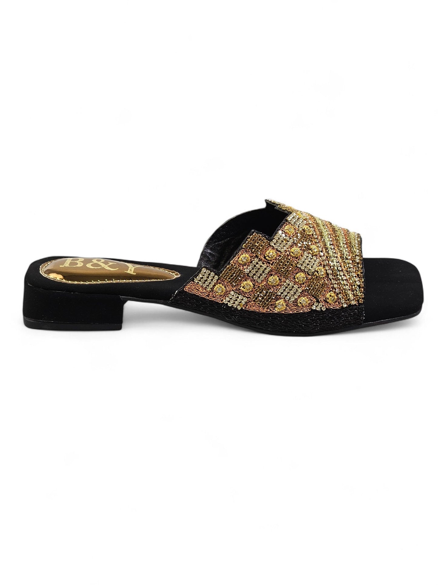 Silhouette Black Block Heel Slip-on Sandal