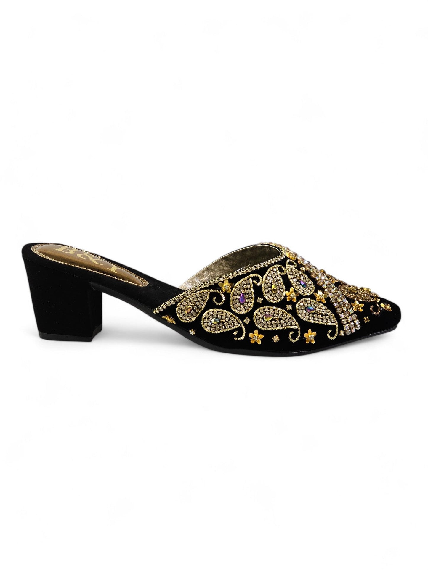 Sprint Black Mid Heel Mule