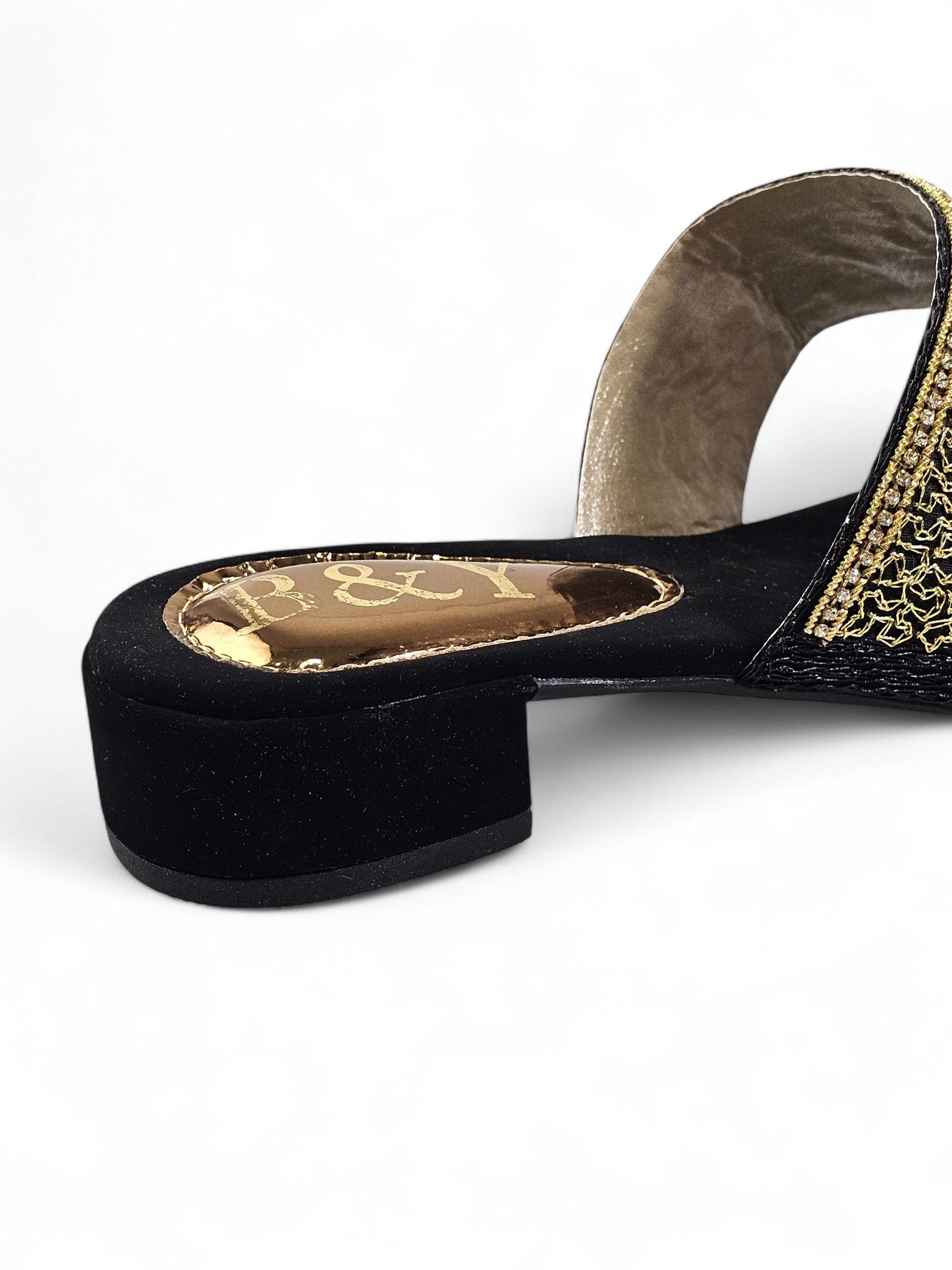 Aura Black Block Heel Flip-Flop
