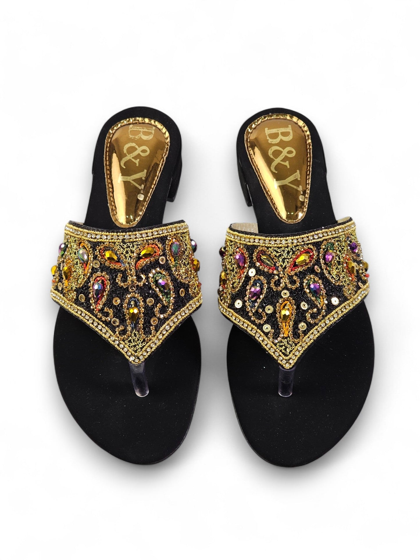 Aura Black Block Heel Flip-Flop