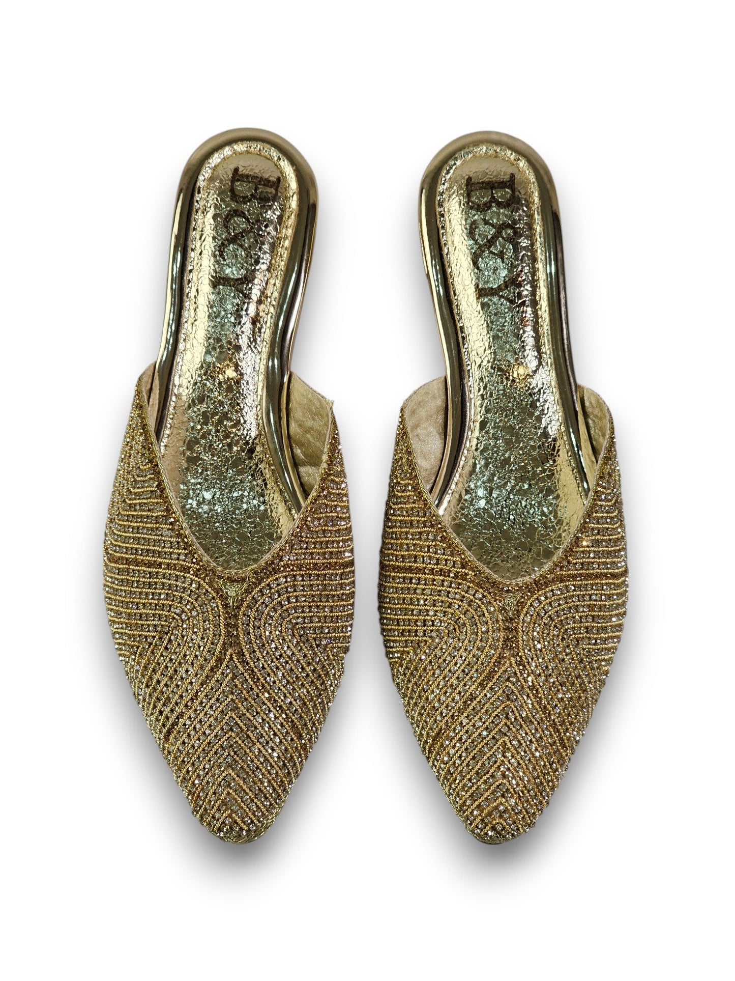 Thalya Golden Mid Heel Mule