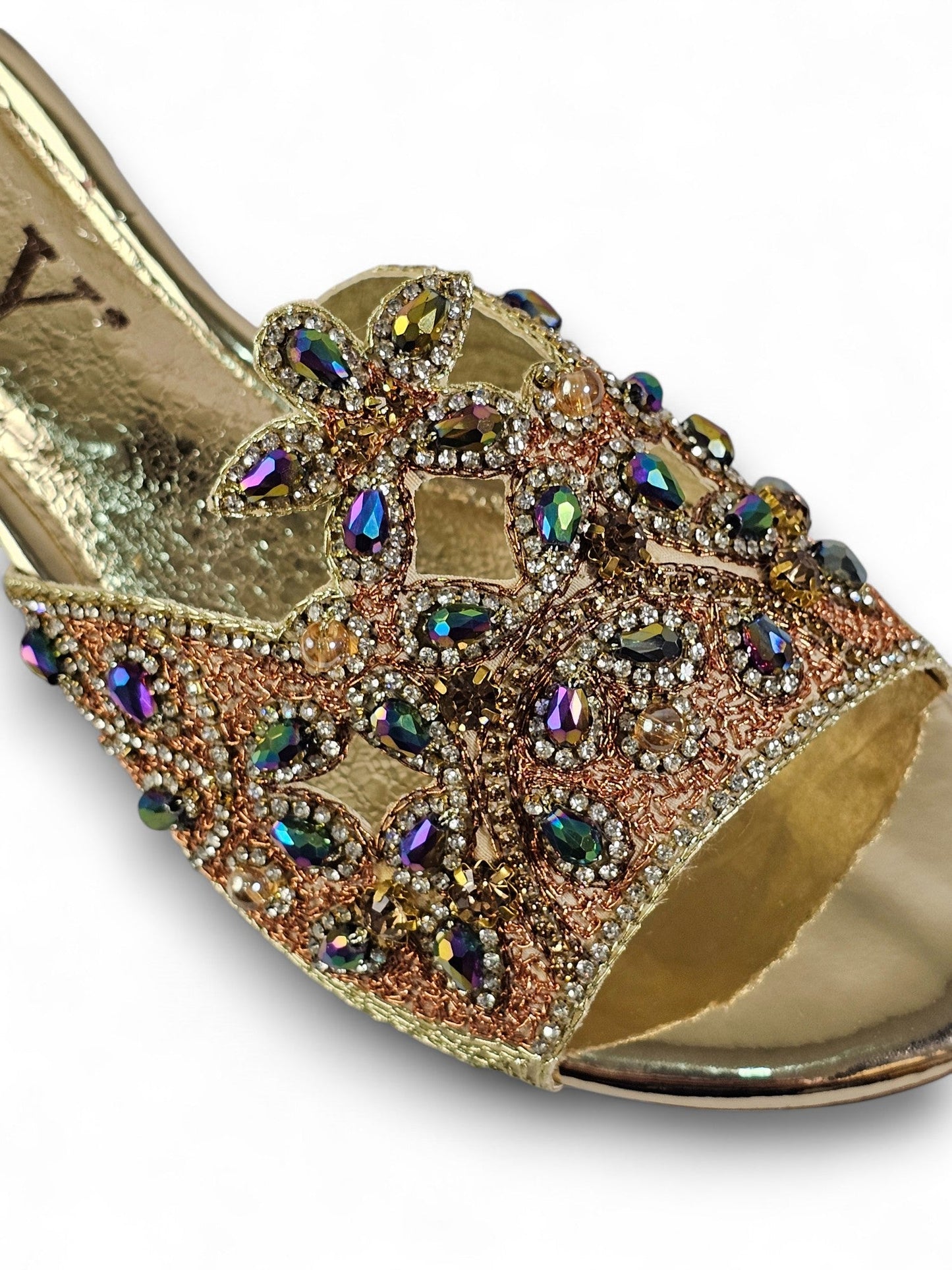 Saphila Golden Block Heel Slip-on Sandal