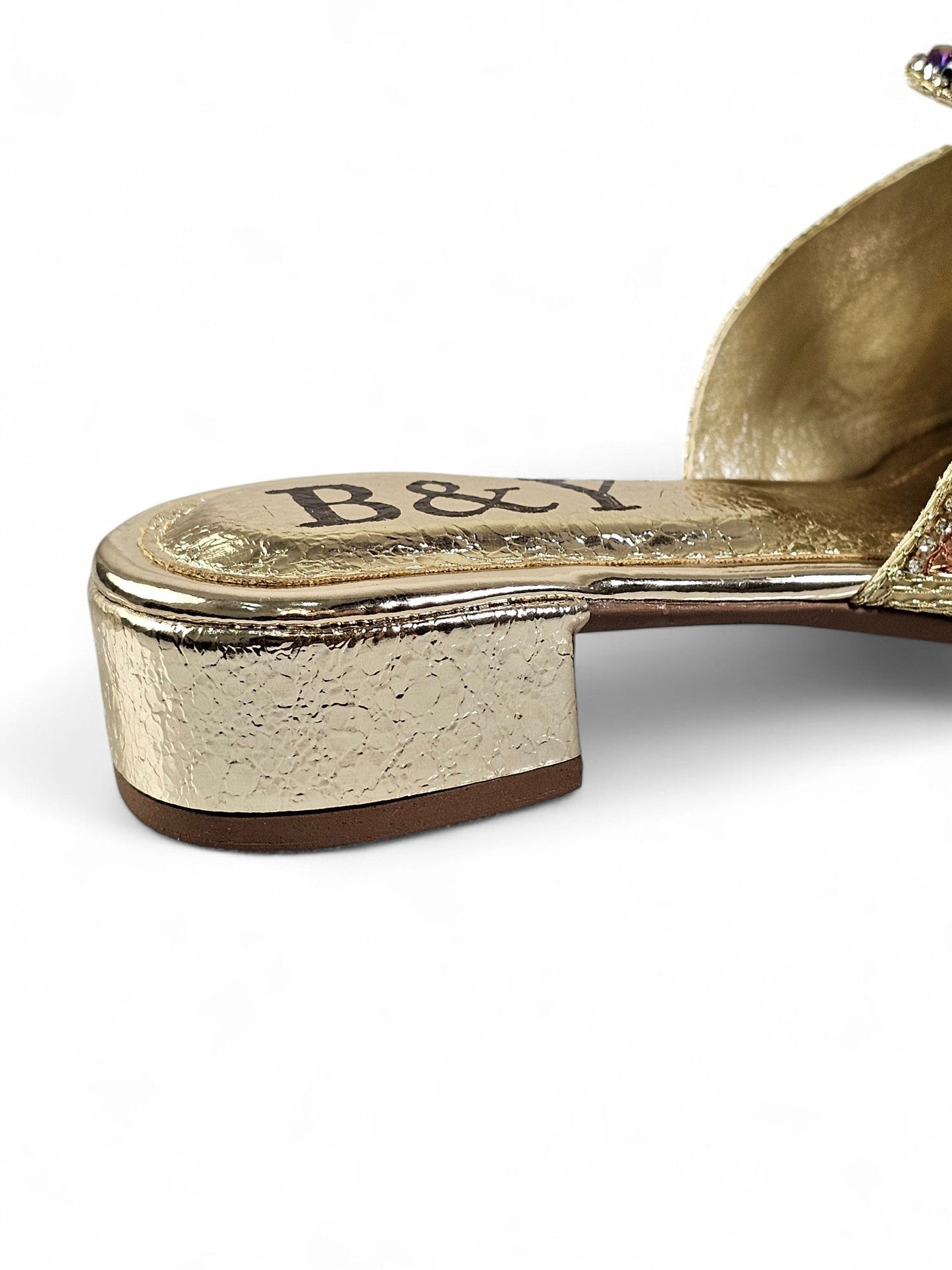 Saphila Golden Block Heel Slip-on Sandal
