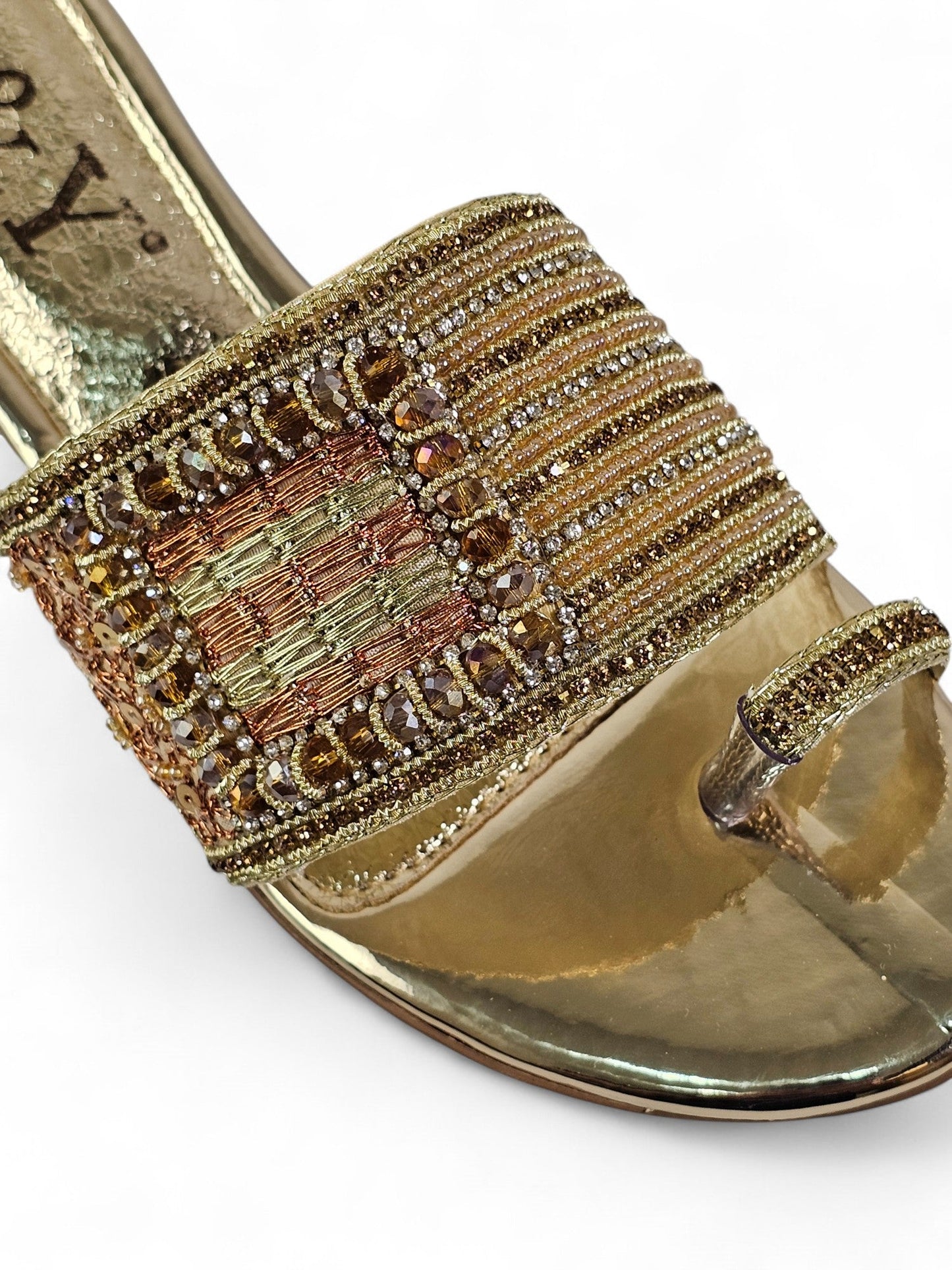 Bespoke Golden Block Heel Slip-on Sandal