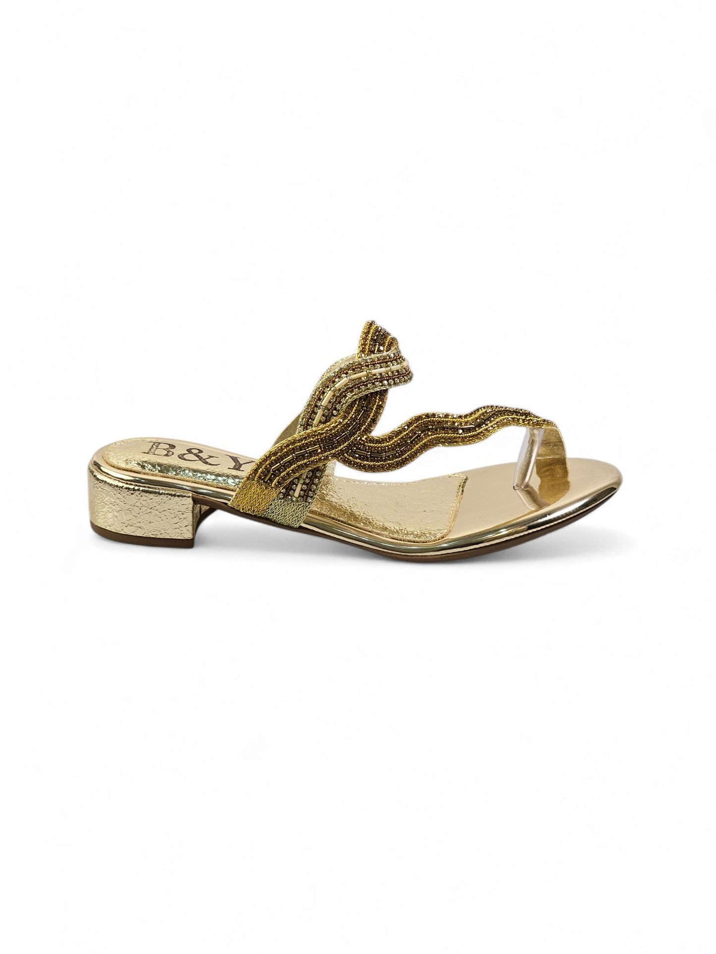 Beat Golden Block Heel Slip-on Sandal