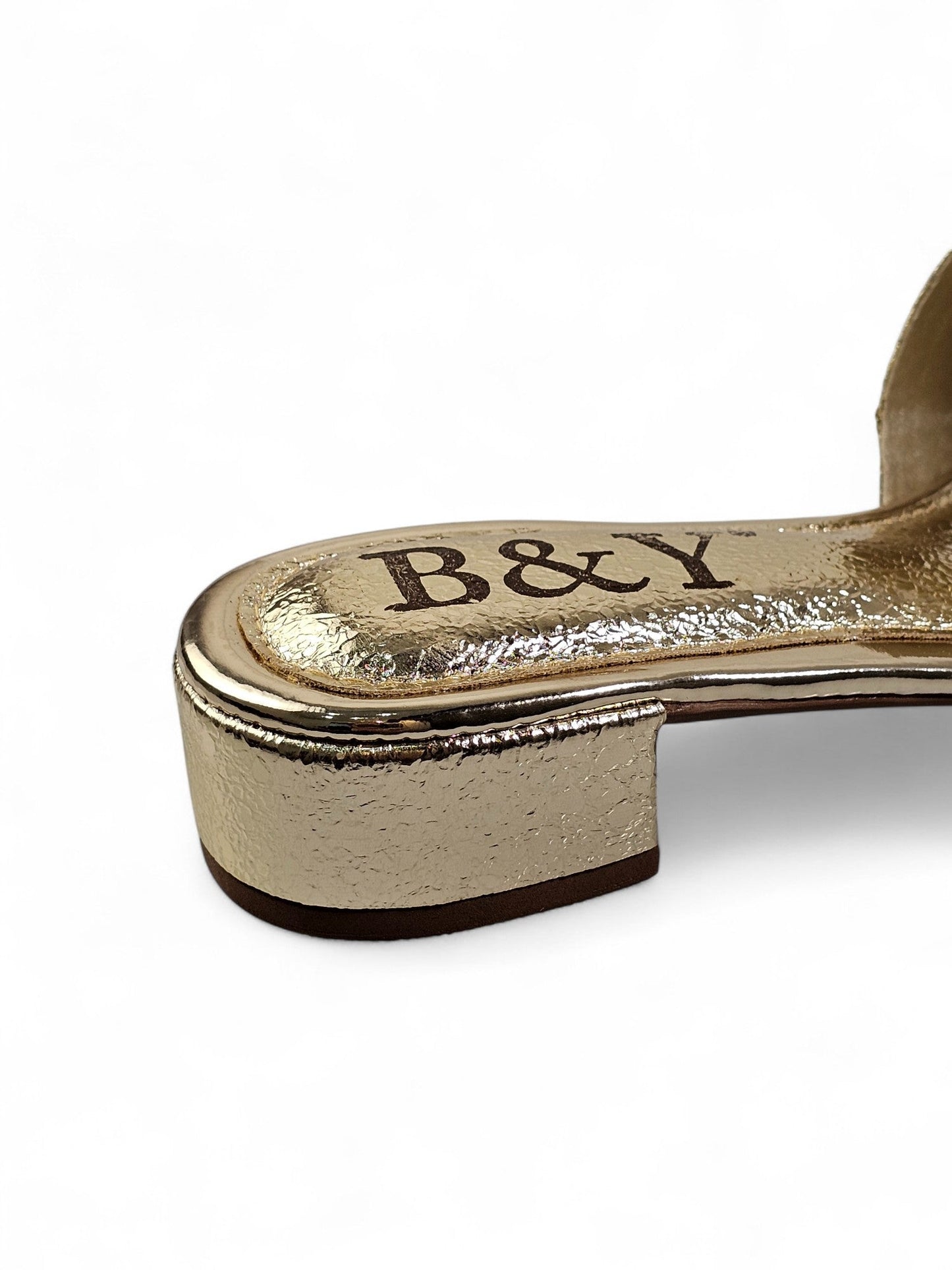 Sparkle Golden Block Heel Slip-on Sandal