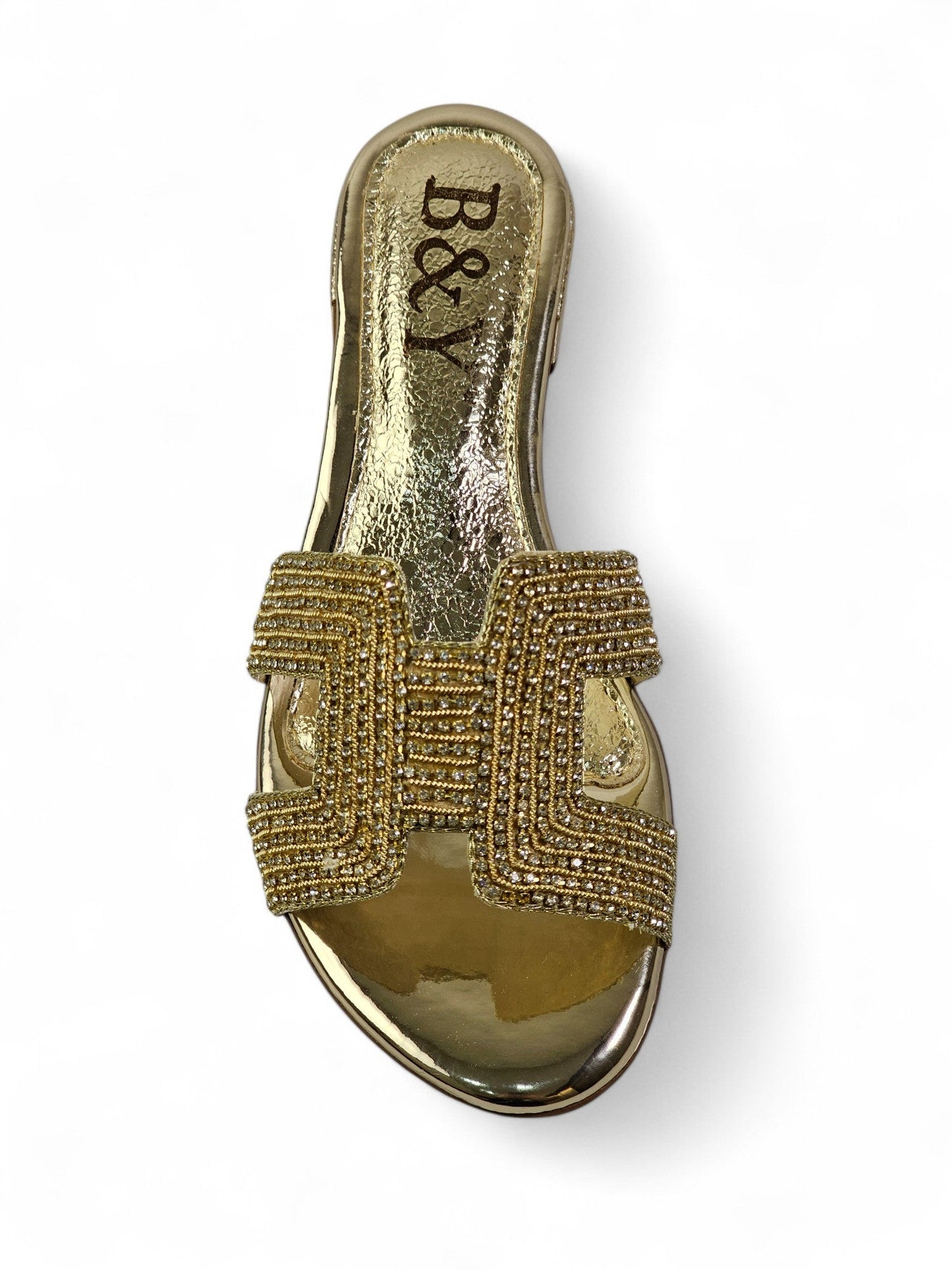 Sparkle Golden Block Heel Slip-on Sandal