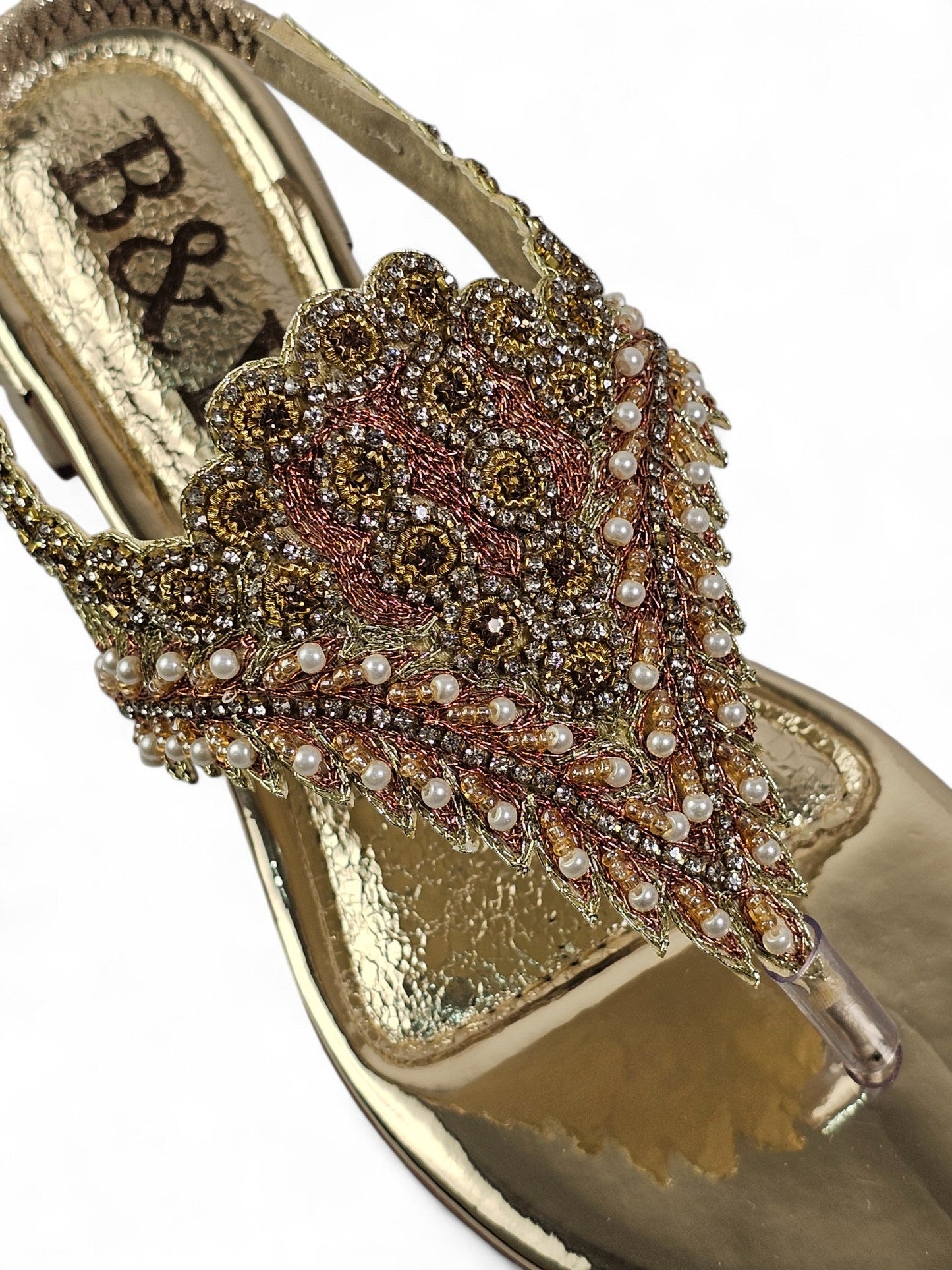 Cue Golden Block Heels Sandal