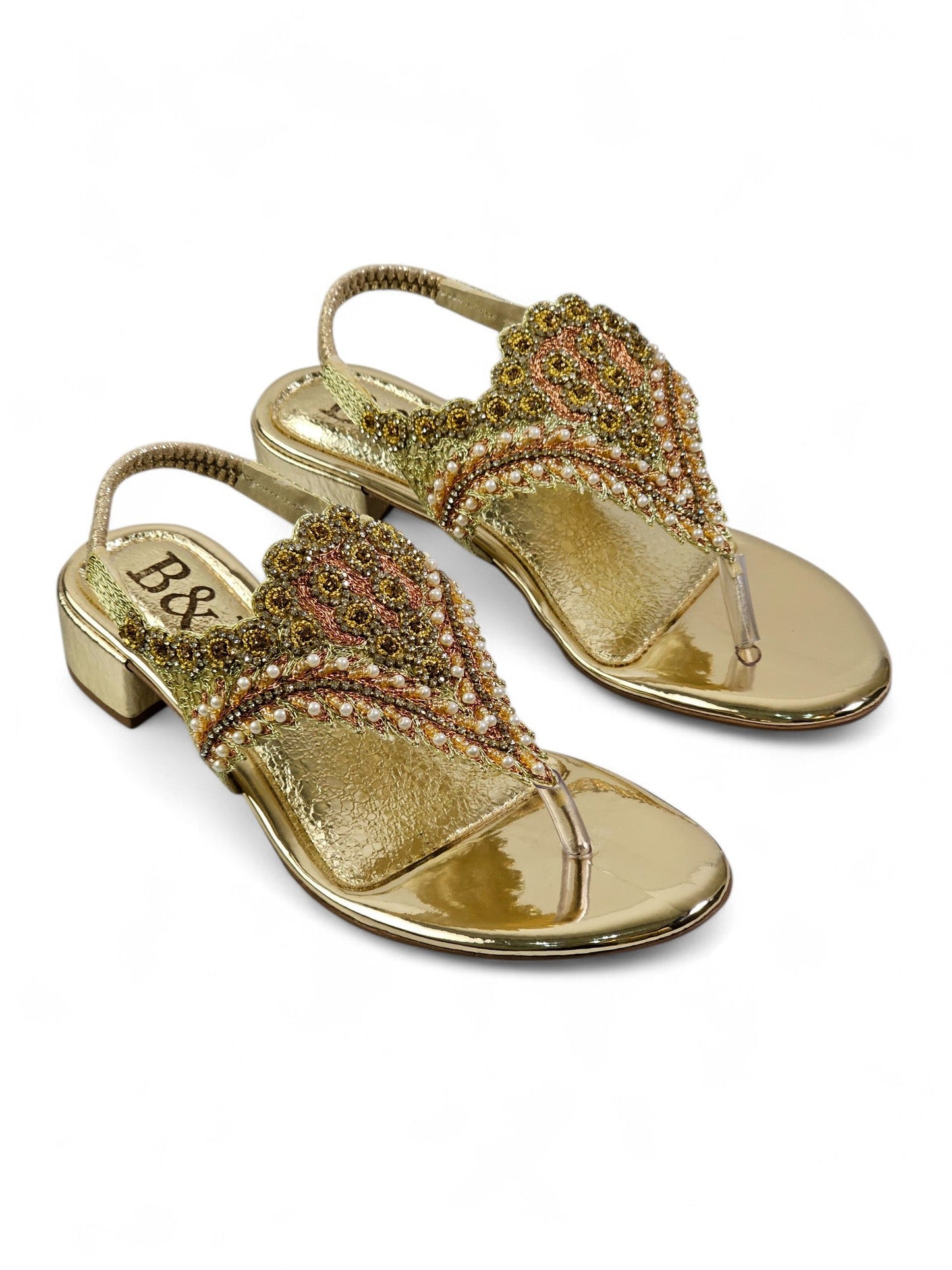 Cue Golden Block Heels Sandal