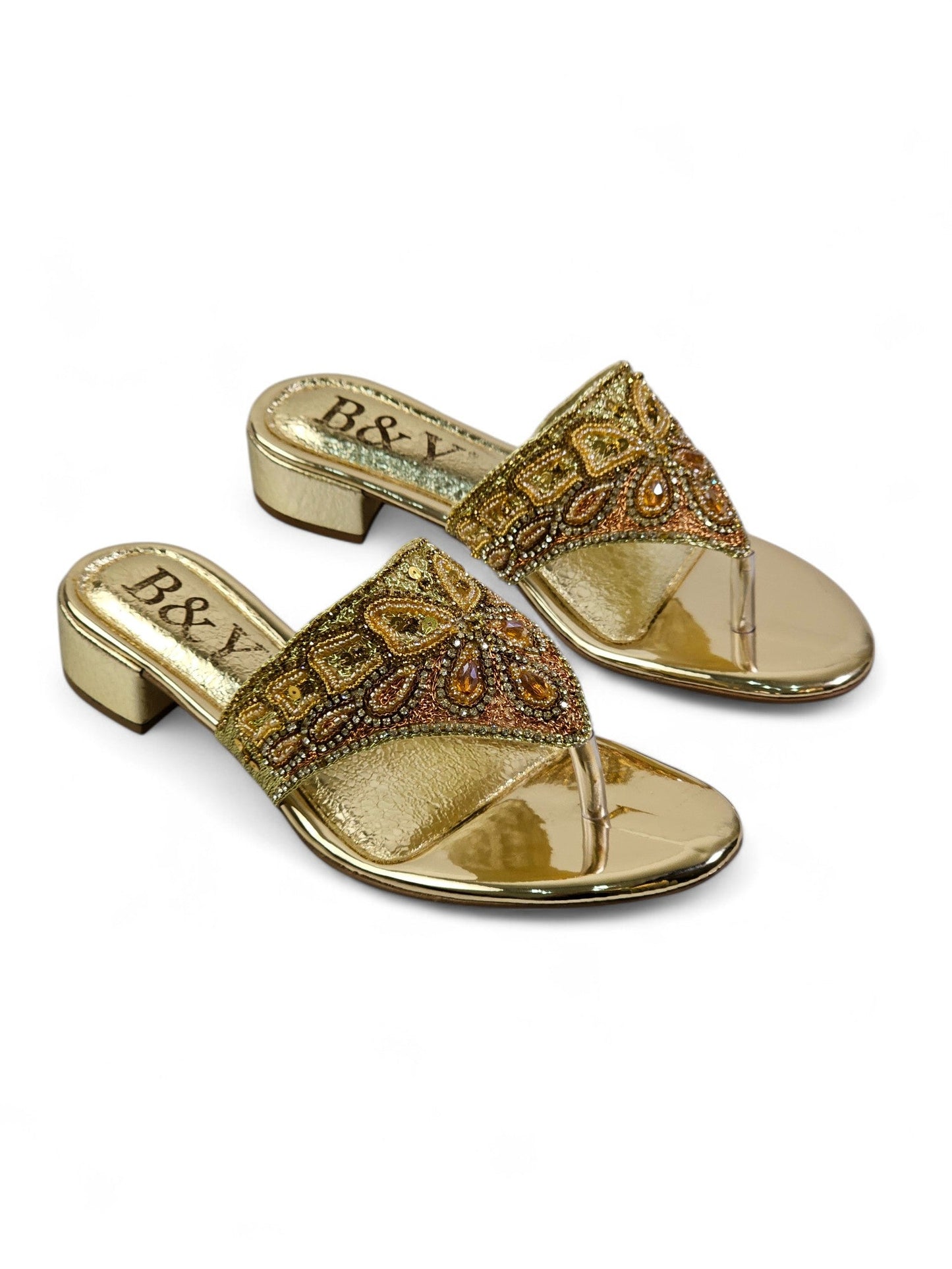 Drizzle Golden Block Heel Flip-Flop