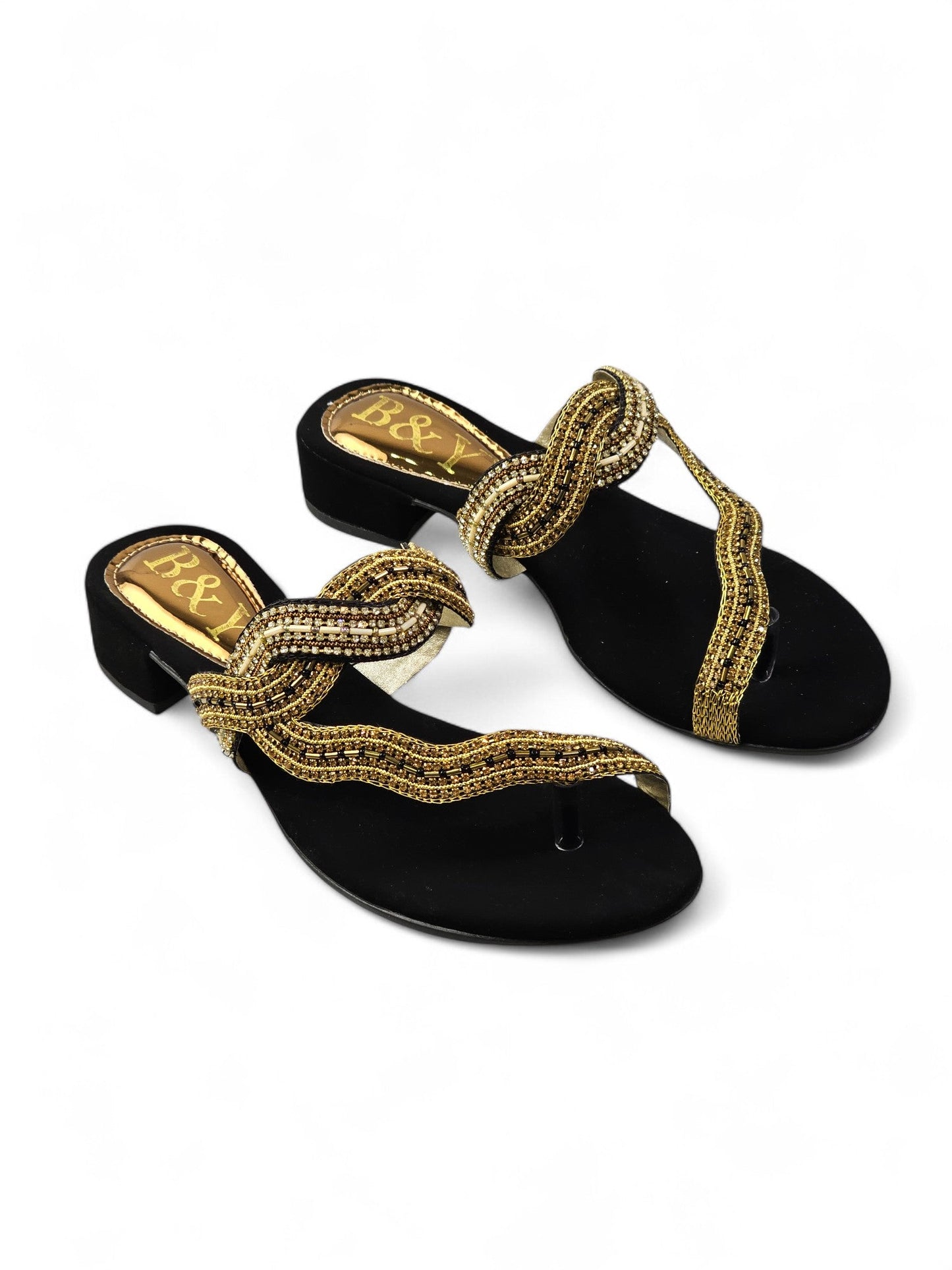 Beat Black Block Heel Slip-on Sandal