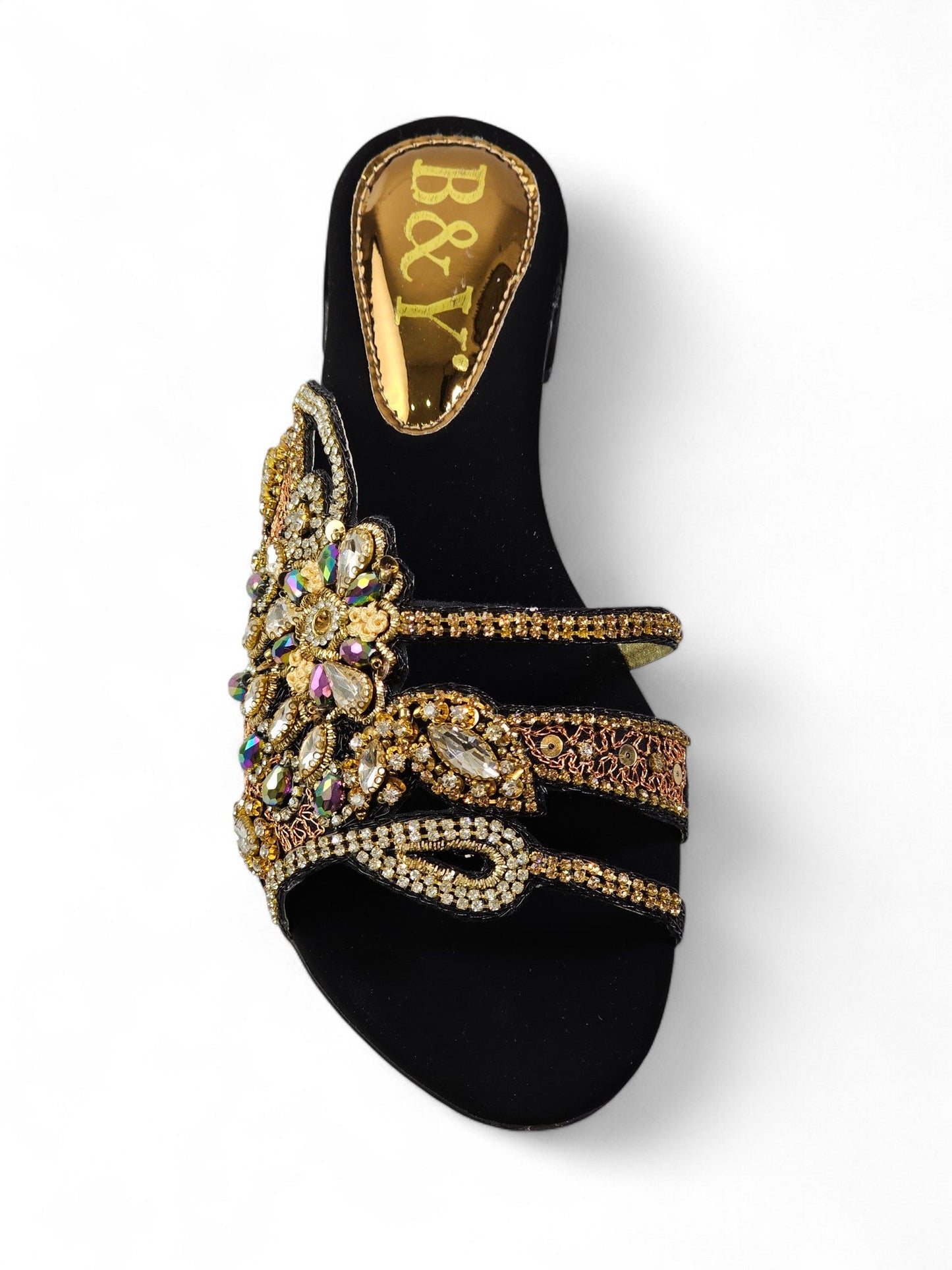 Velique Black Block Heel Slip-on Sandal