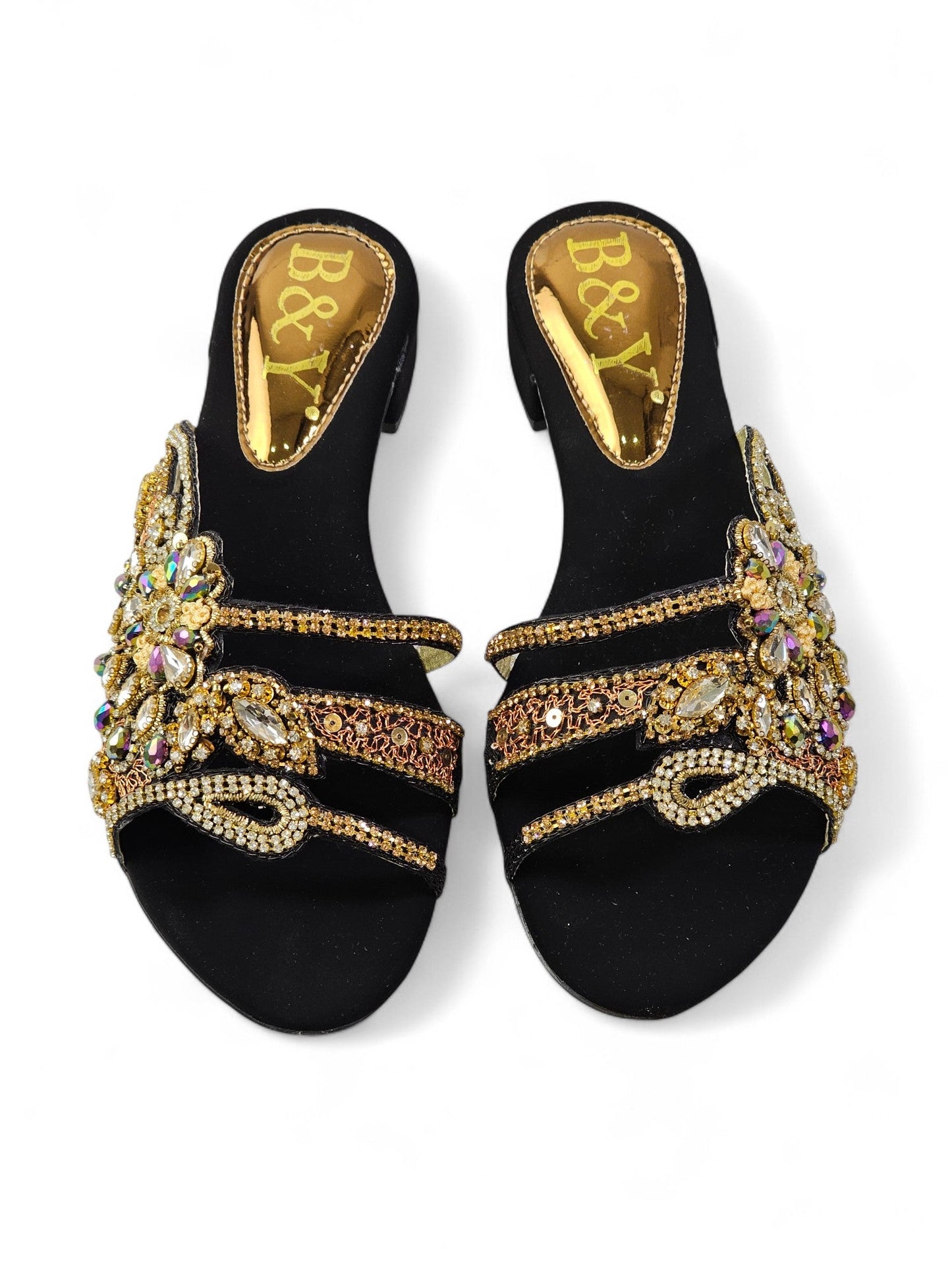 Velique Black Block Heel Slip-on Sandal