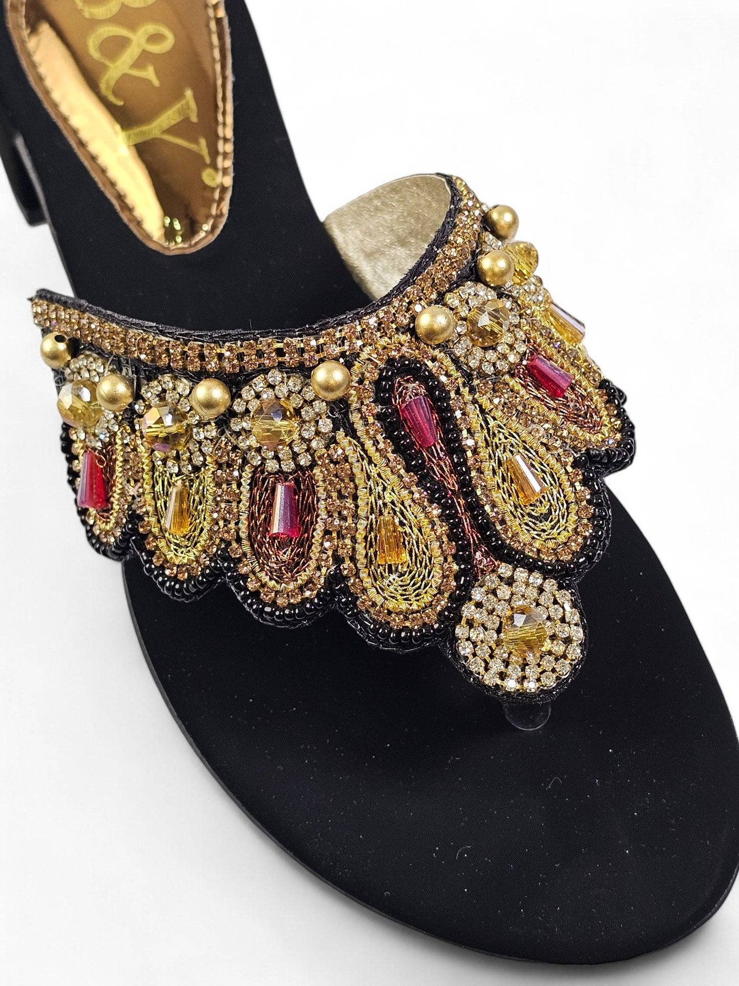 Zaffra Black Block Heel Flip-Flop