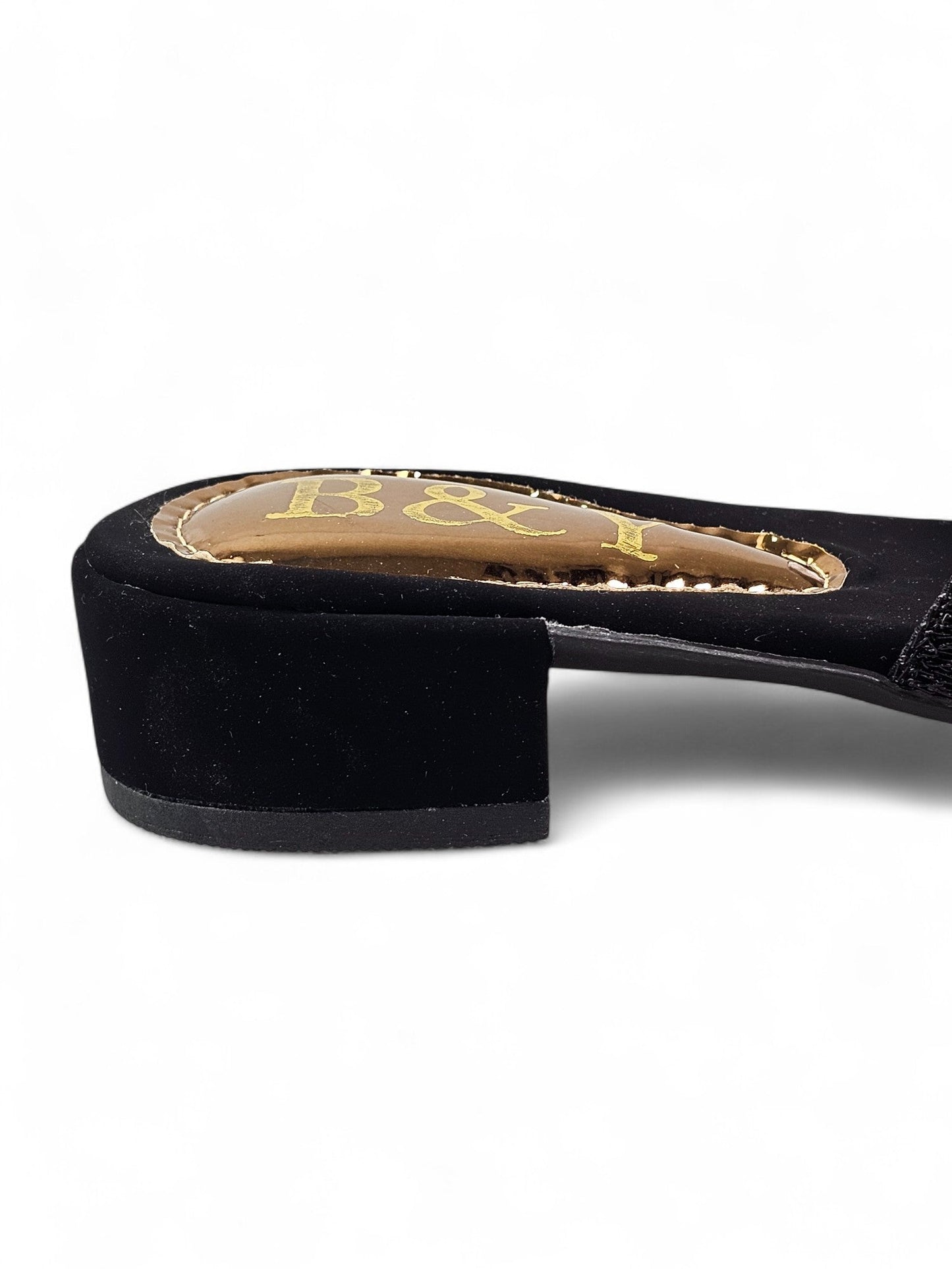 Zaffra Black Block Heel Flip-Flop