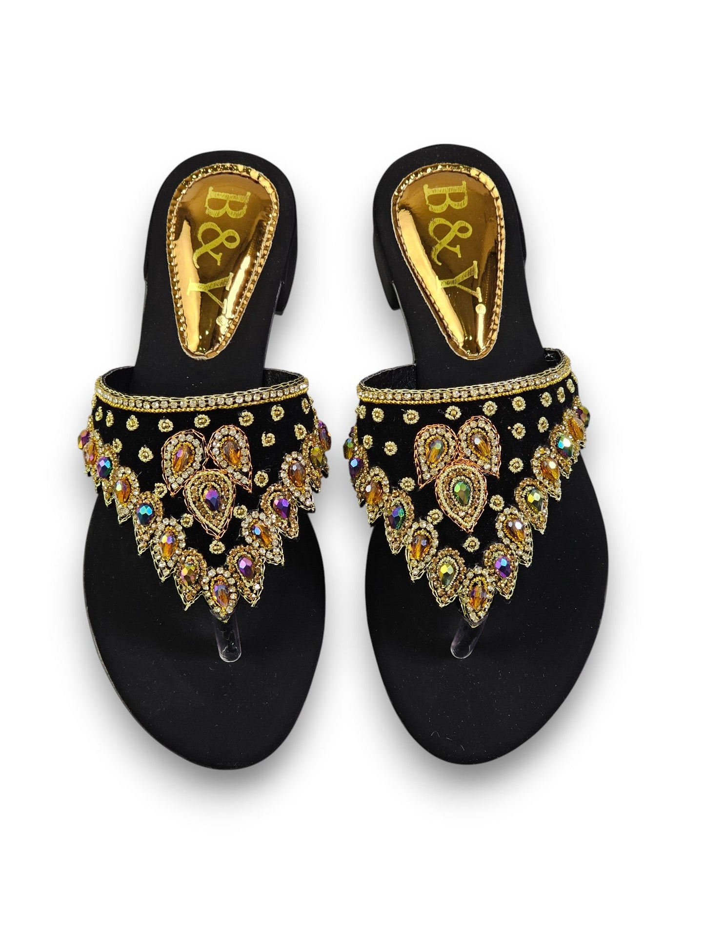 Nuvina Black Block Heel Flip-Flop