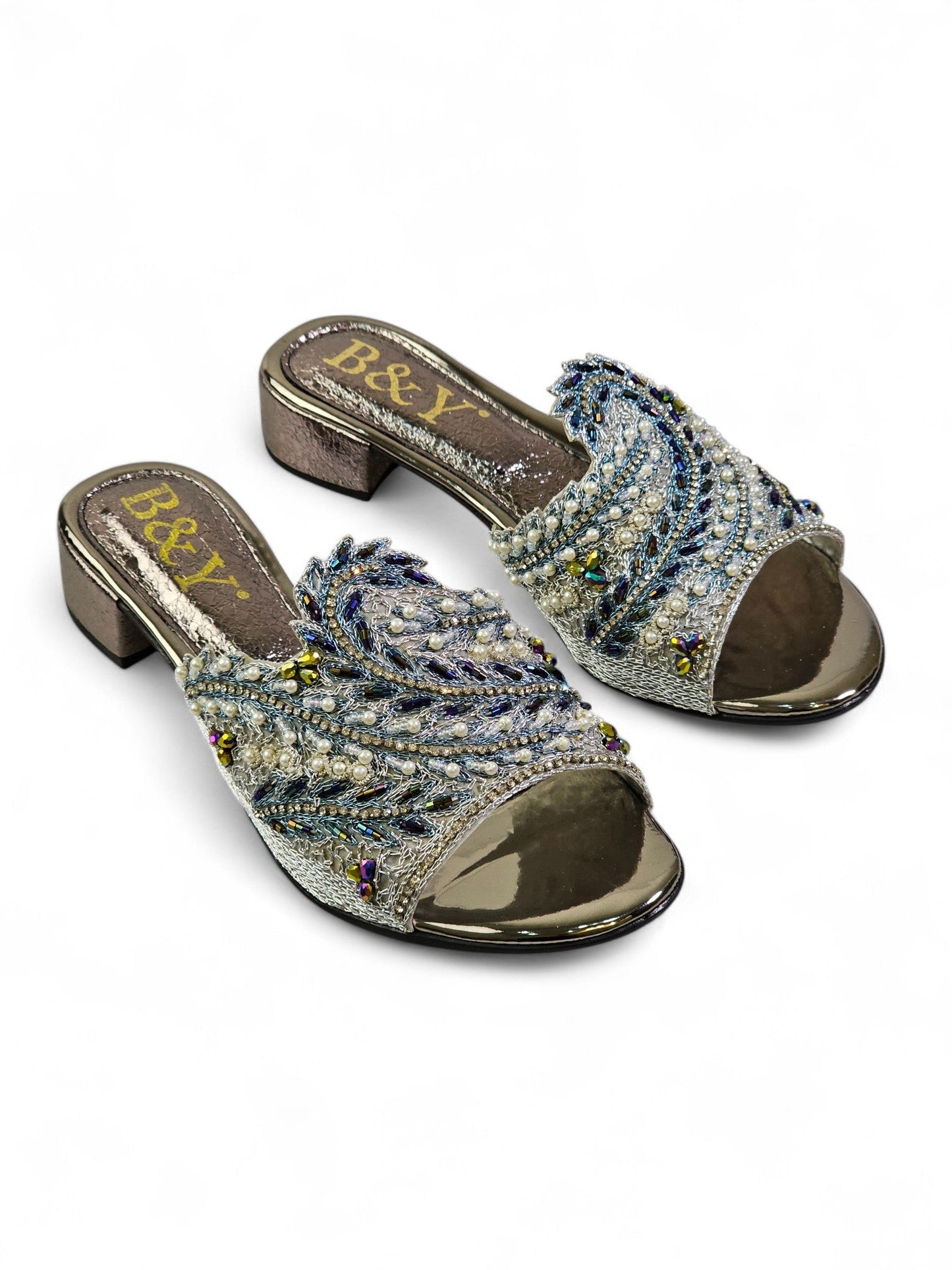 Nest Silver Block Heel Slip-on Sandal