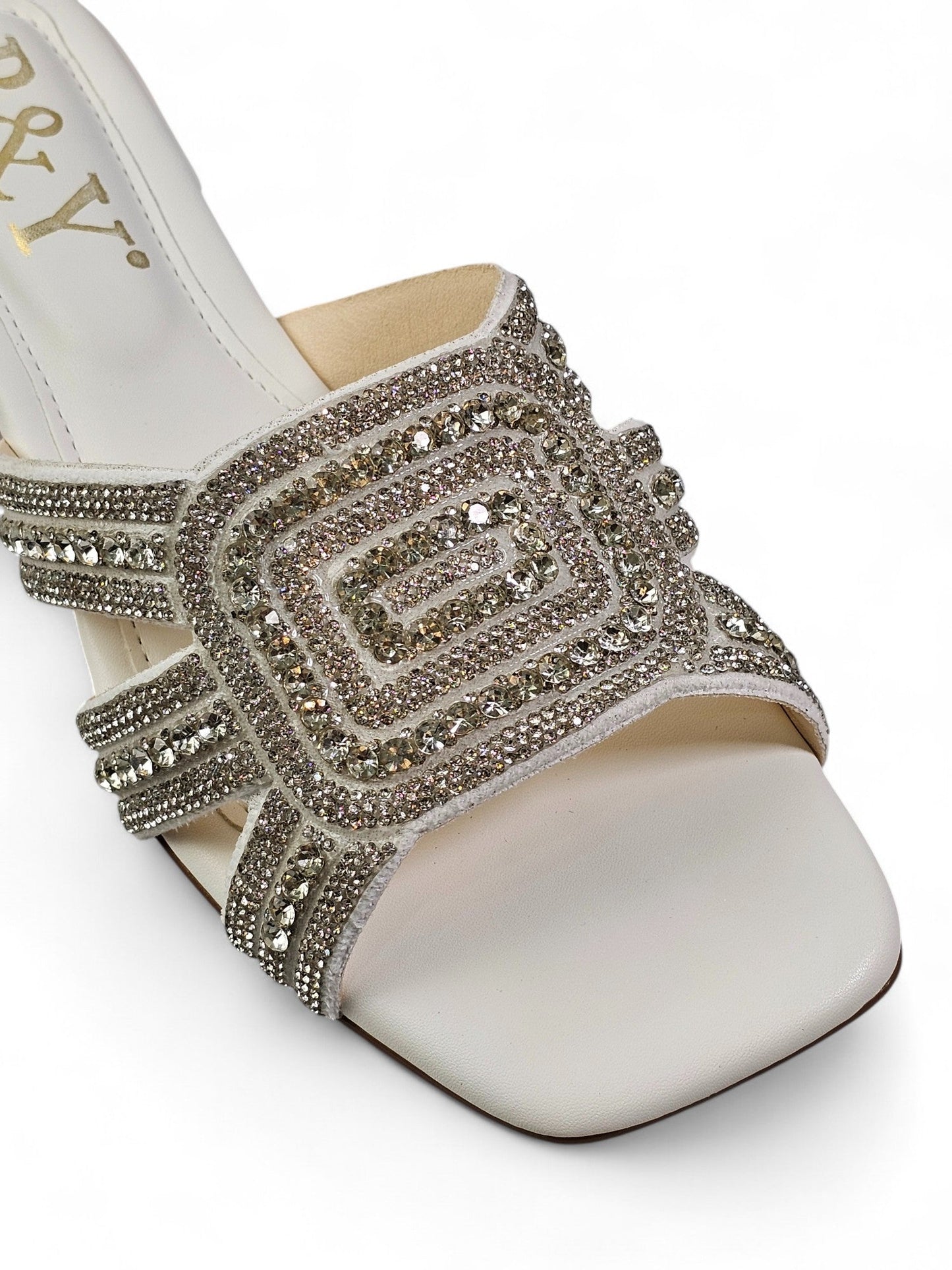Elarin White Low Heel Slip-on Sandal