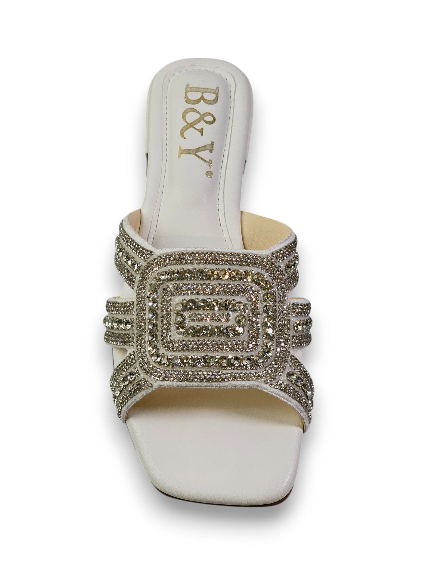 Elarin White Low Heel Slip-on Sandal