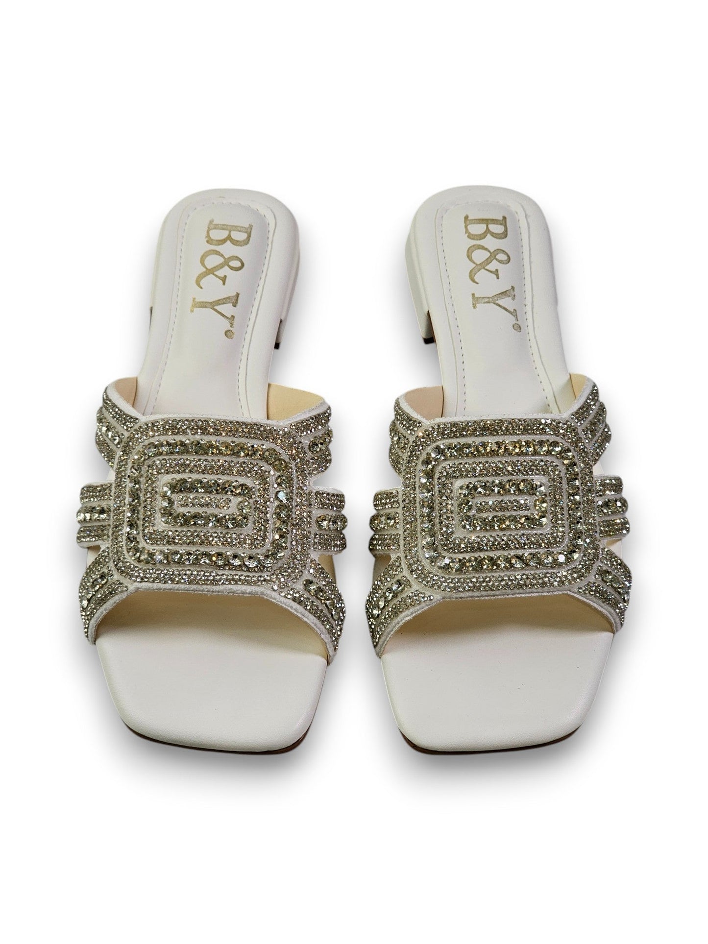 Elarin White Low Heel Slip-on Sandal
