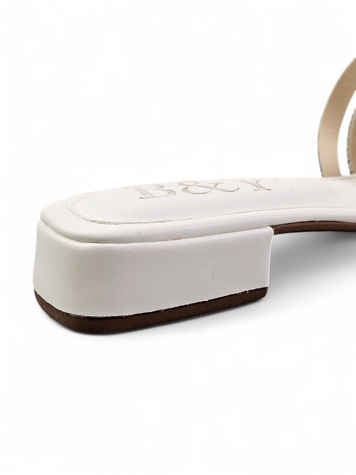Muse White Low Heel Slip-on Sandal