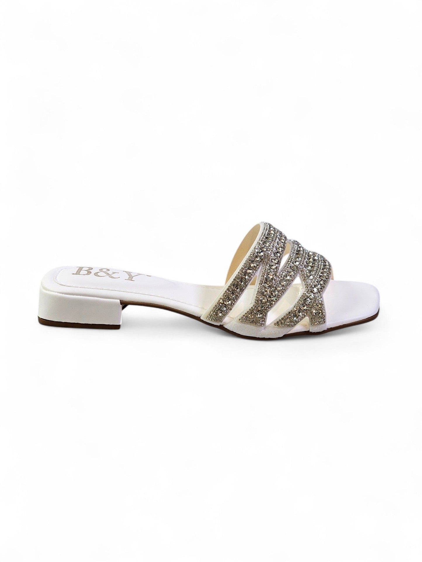 Flame White Low Heel Slip-on Sandal