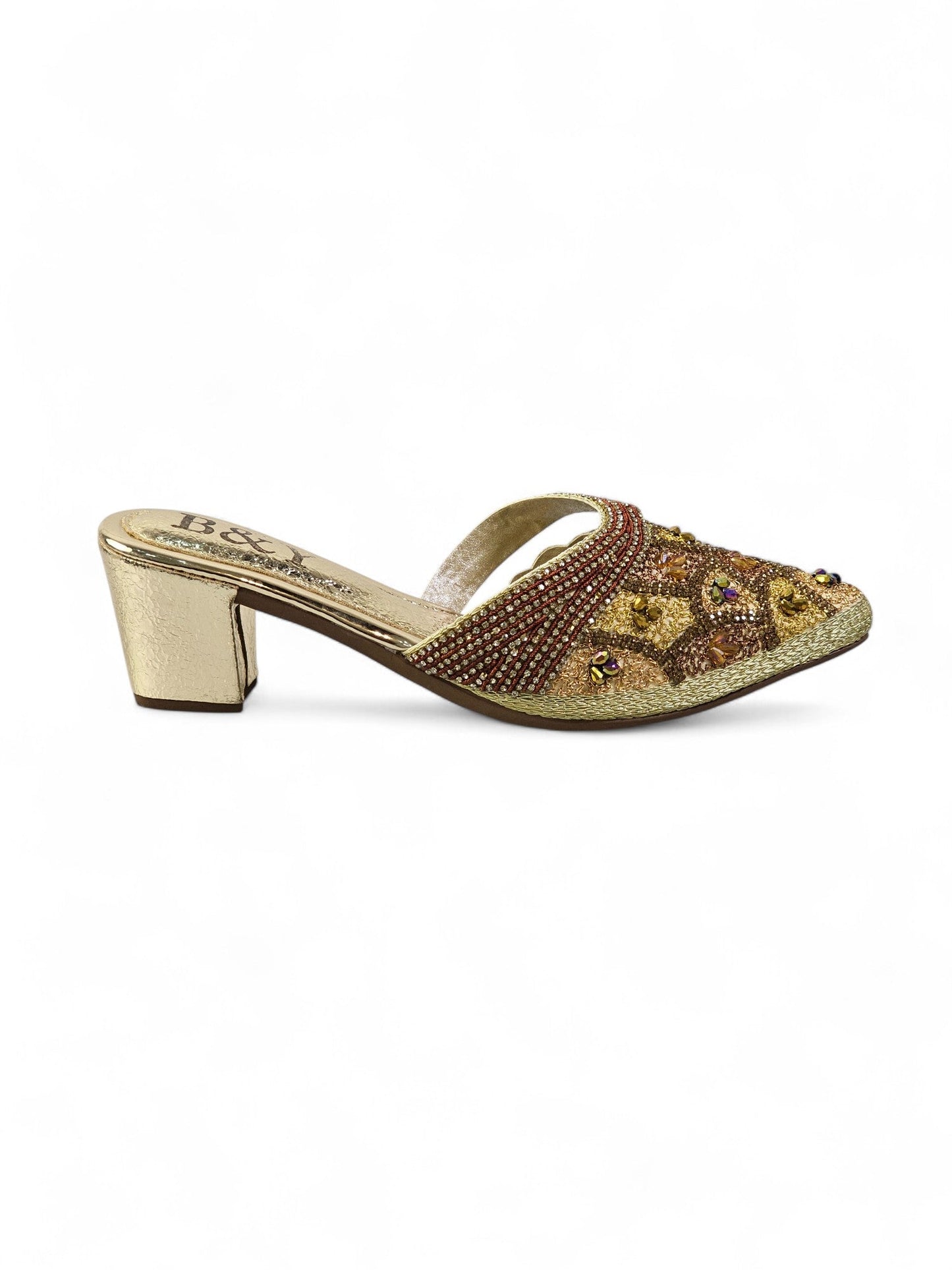 Zamirae Golden Mid Heel Mule