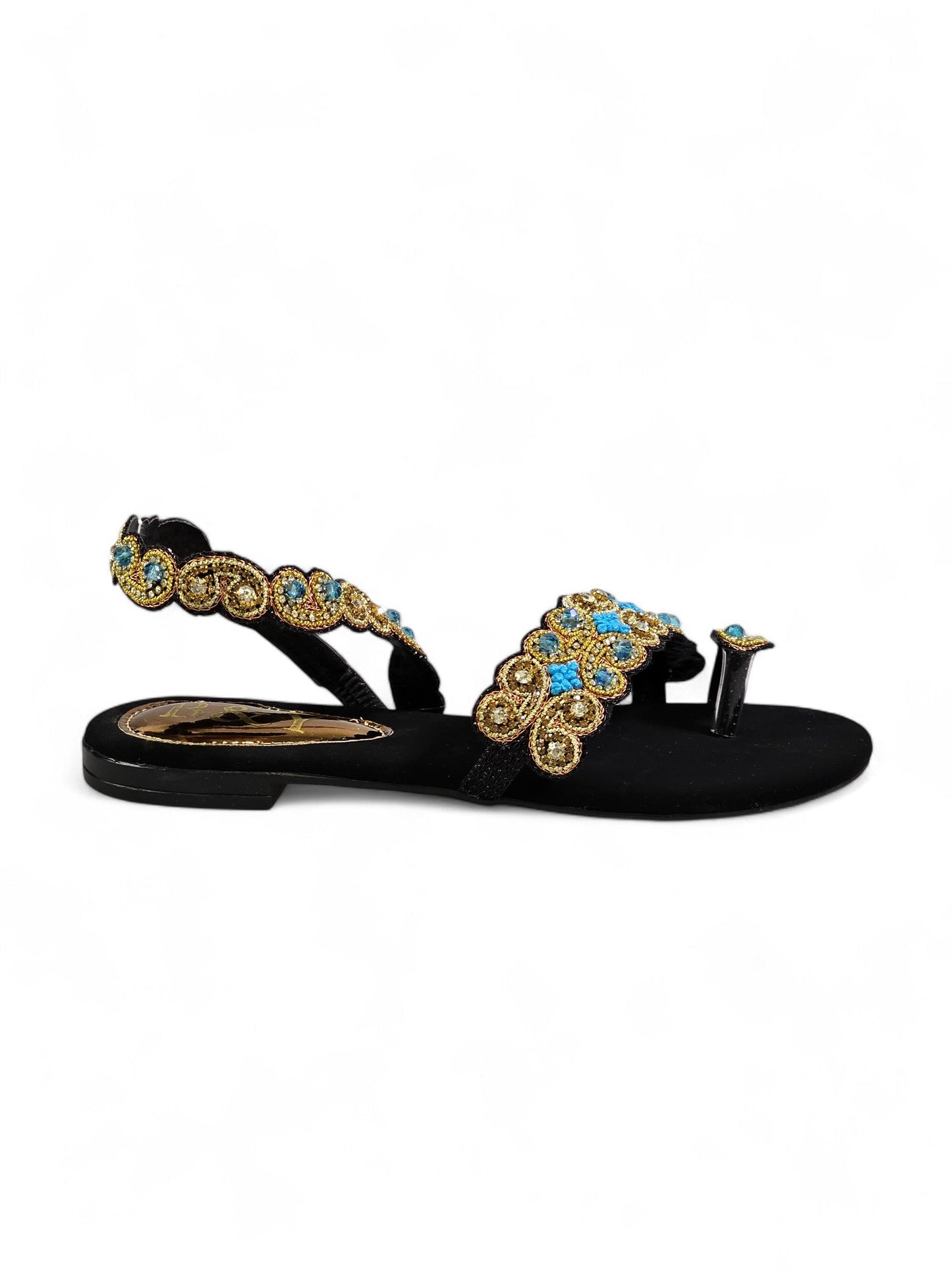 Orvella Black Flat Sandal