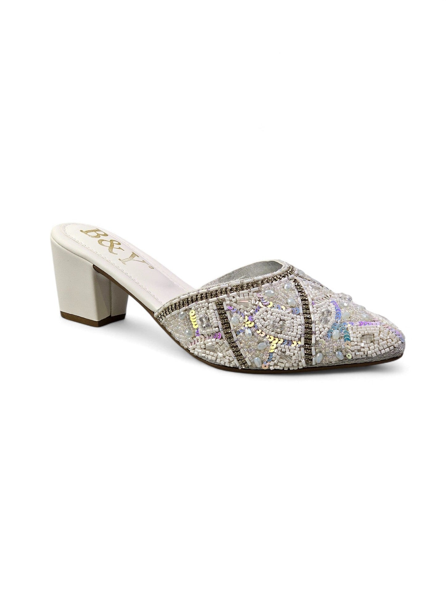 Sorelle White Mid Heel Mule