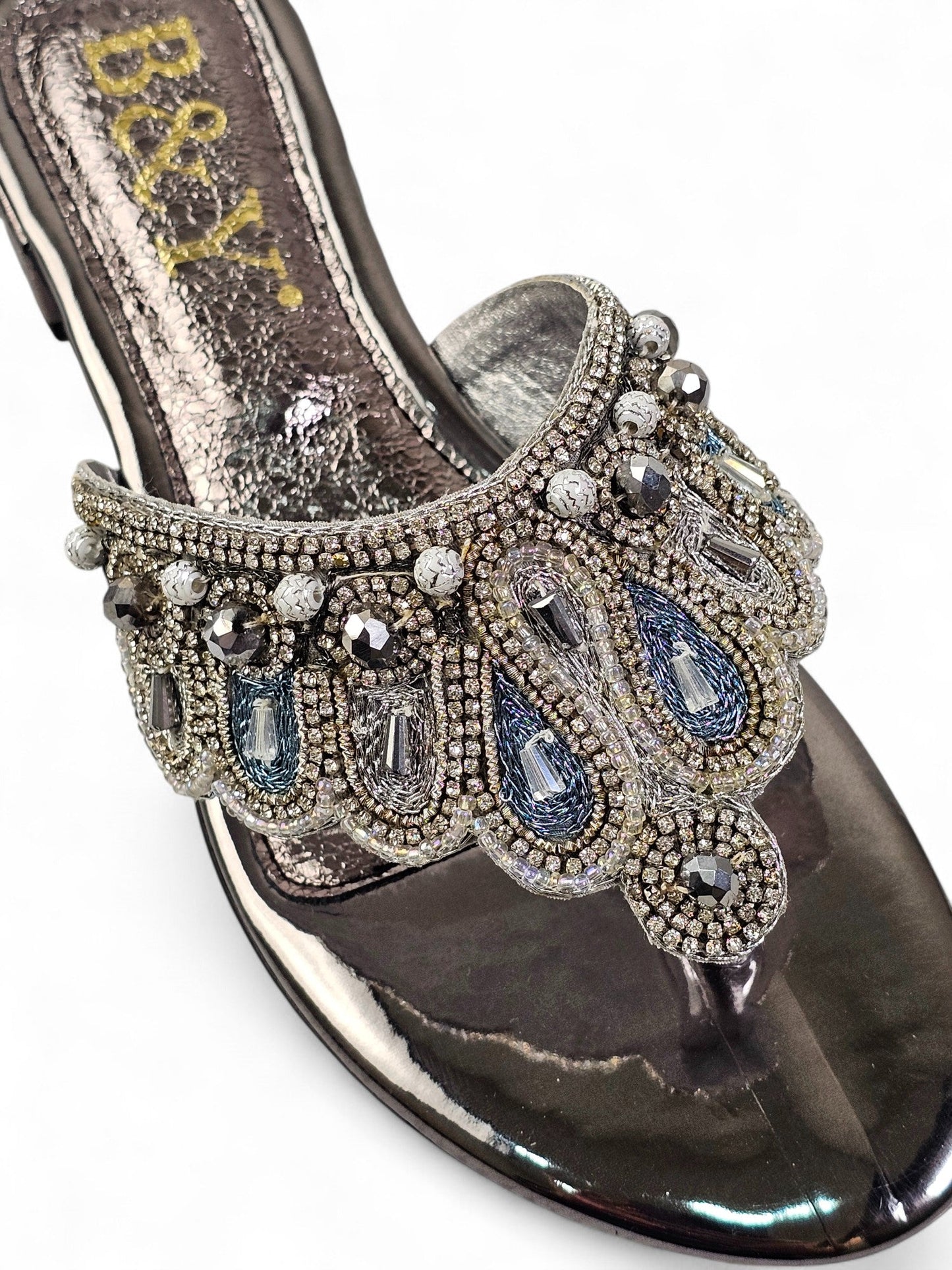 Zaffra Silver Block Heel Flip-Flop