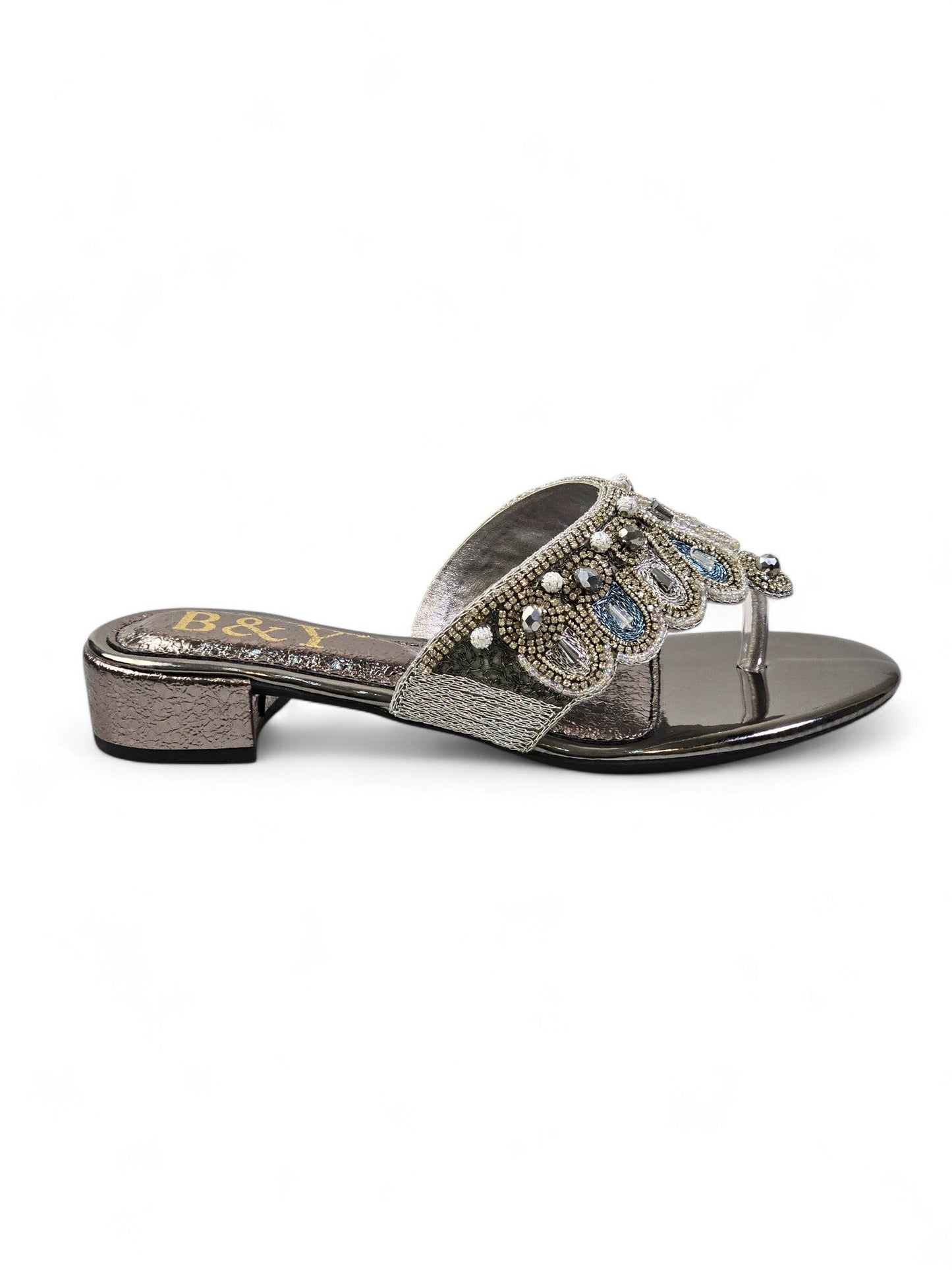 Zaffra Silver Block Heel Flip-Flop