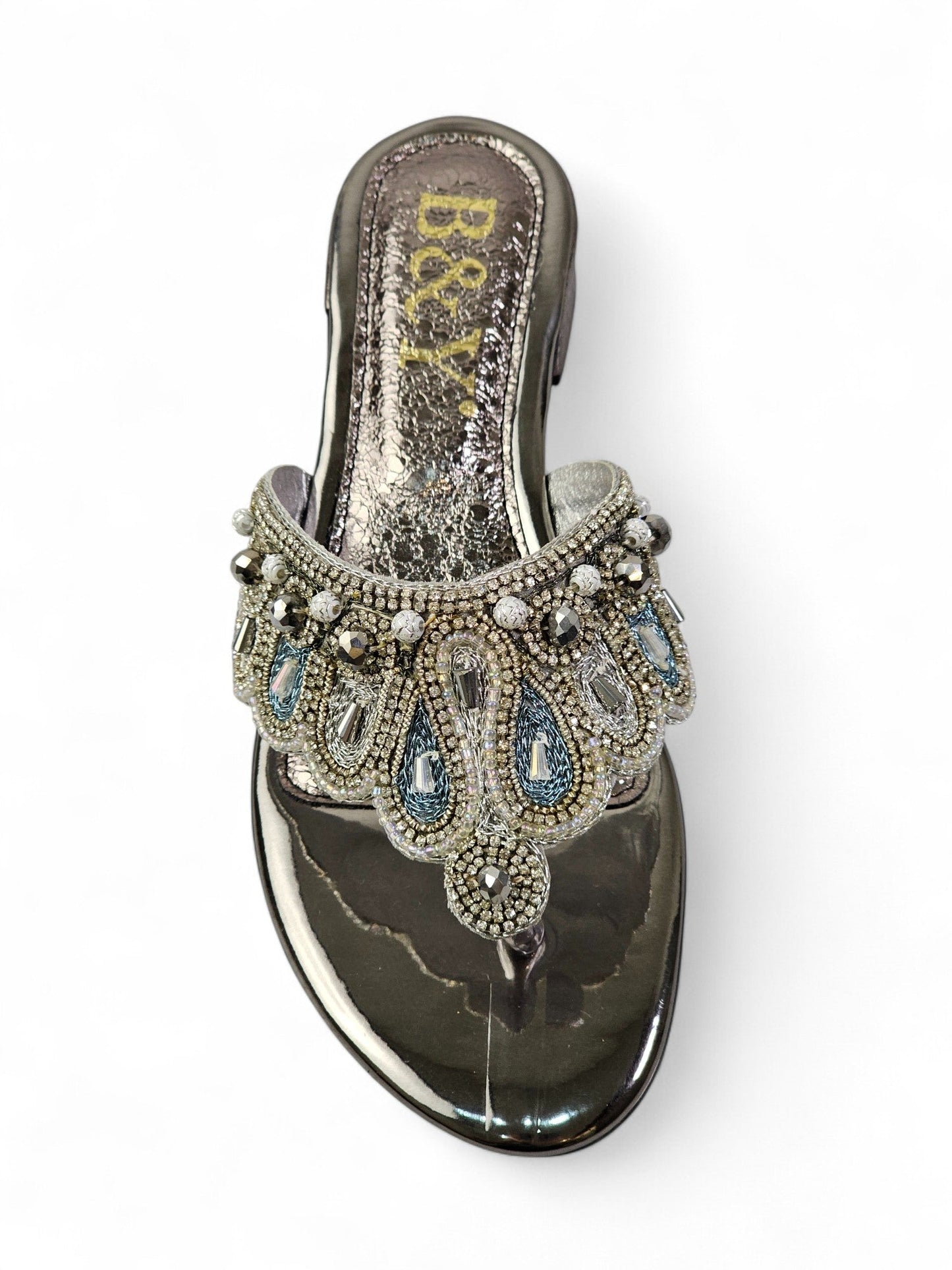 Zaffra Silver Block Heel Flip-Flop
