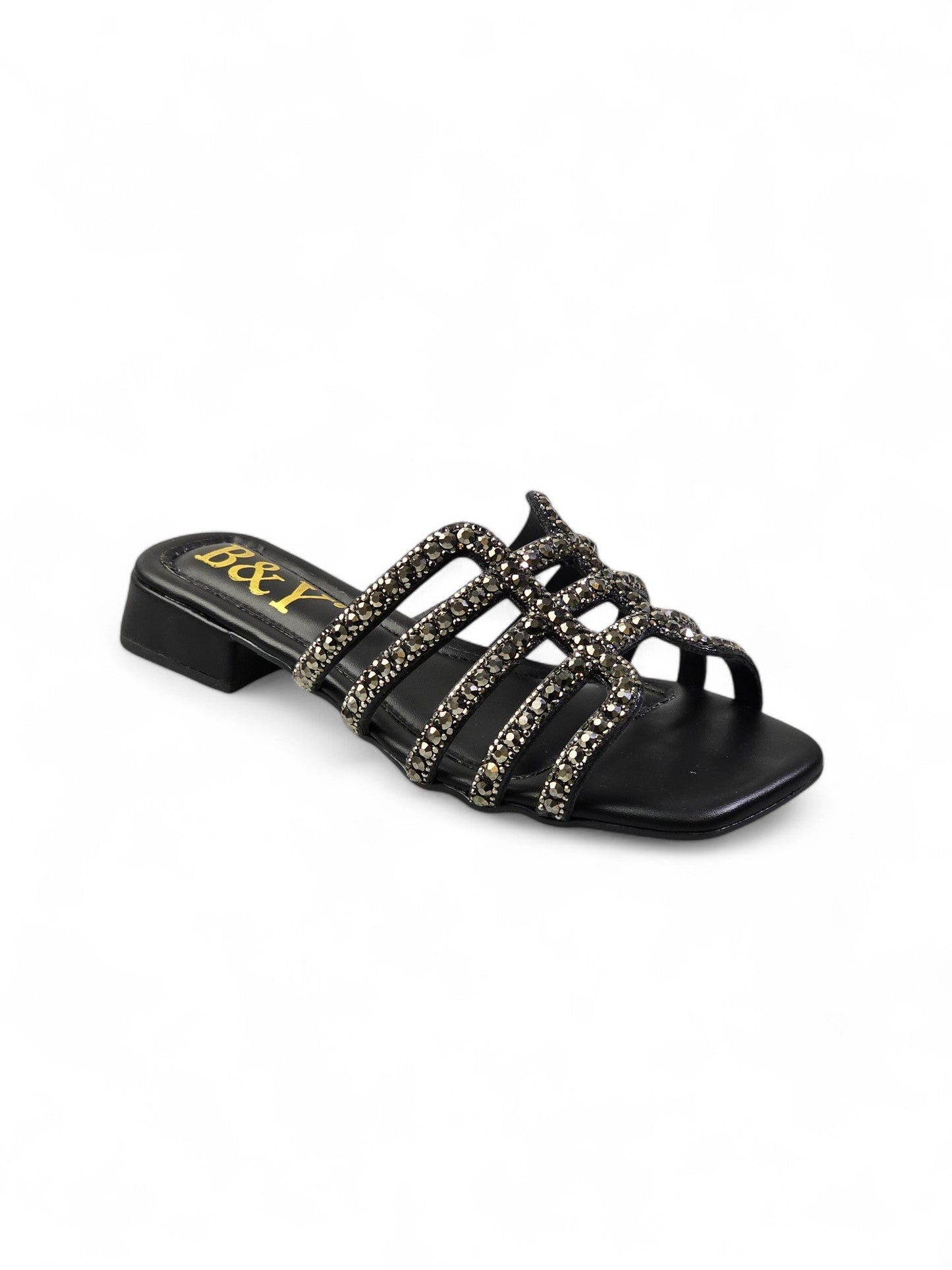 Muse Black Low Heel Slip-on Sandal